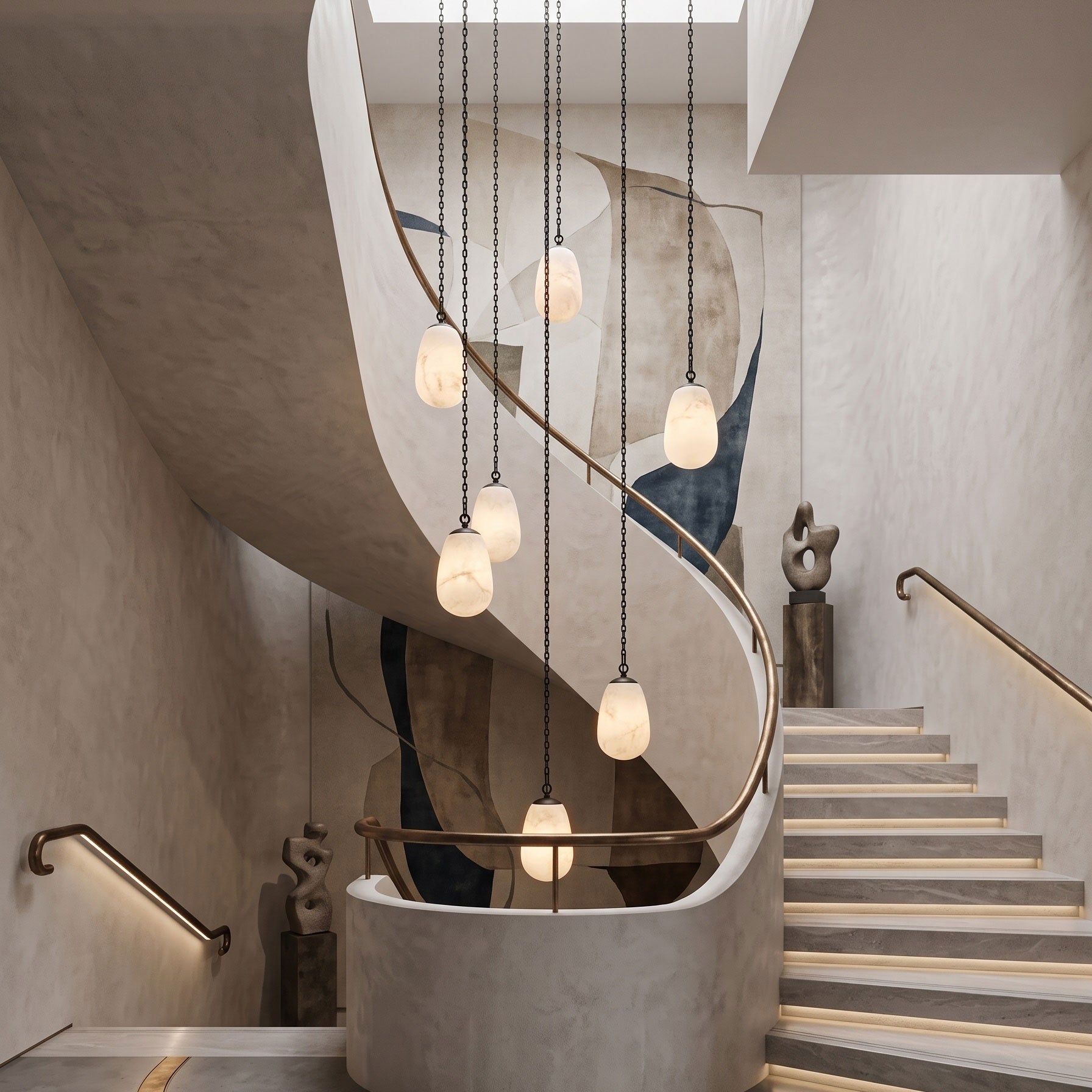 Bruckner Chain Alabaster Chandelier