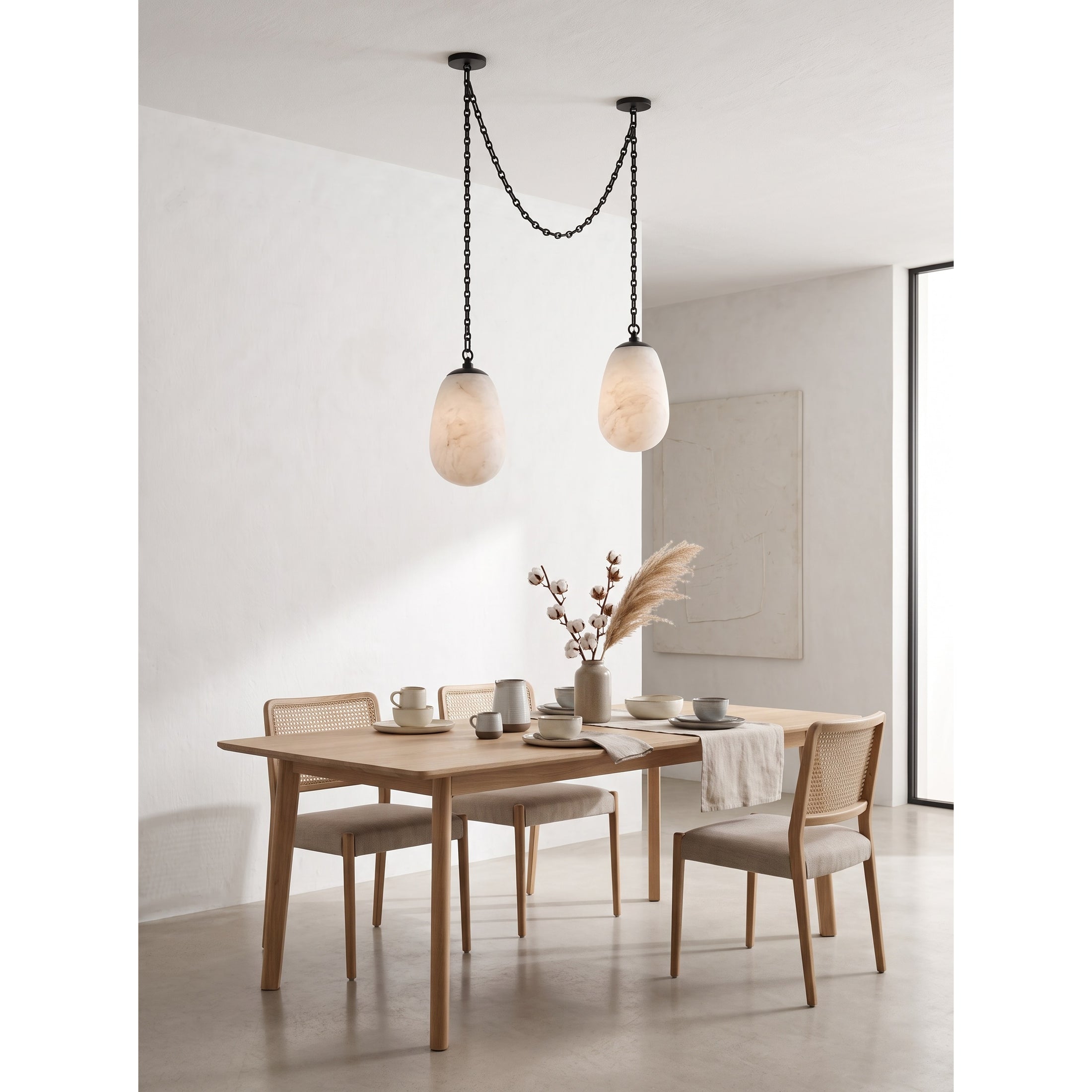 Bruckner Chain Alabaster Chandelier