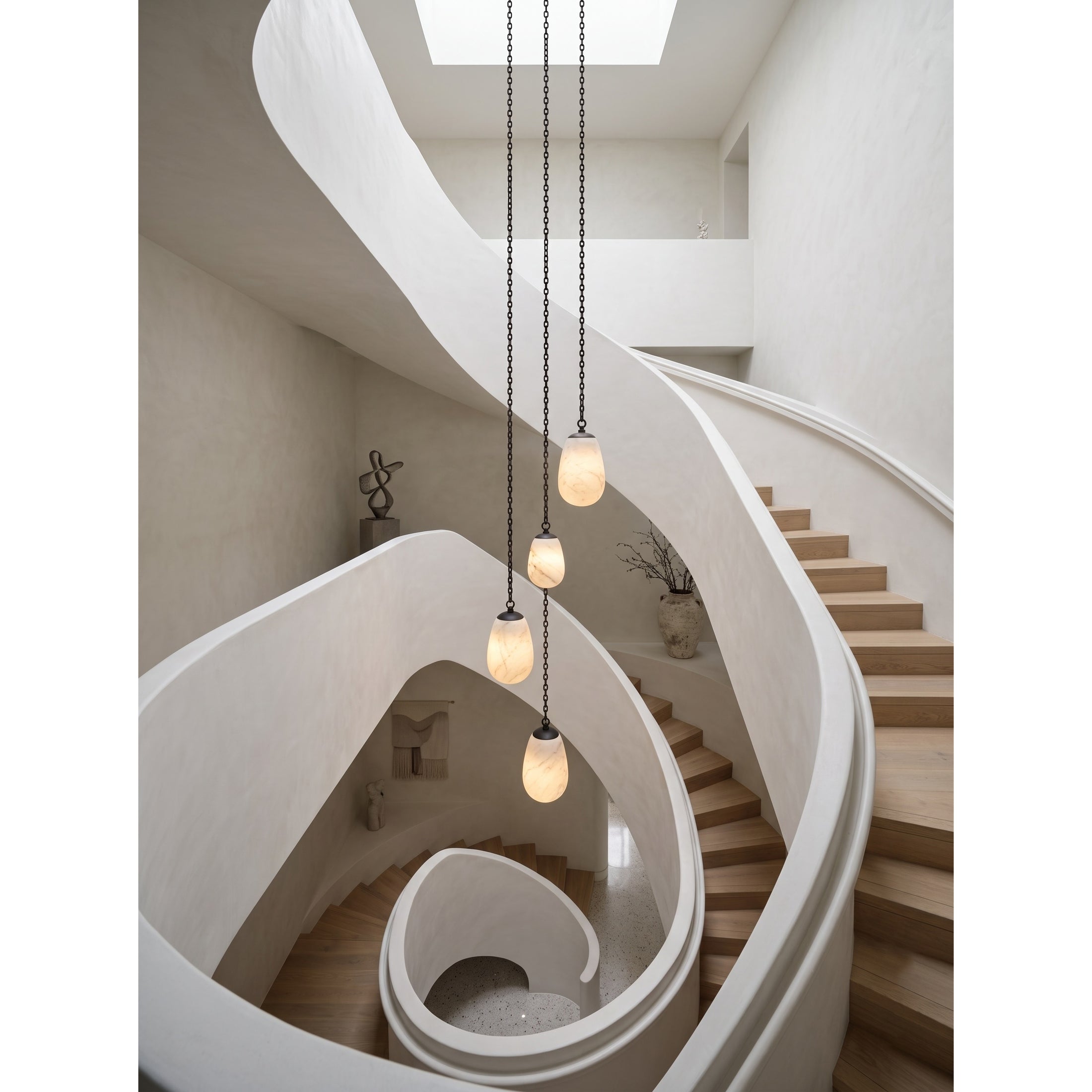 Bruckner Chain Alabaster Chandelier