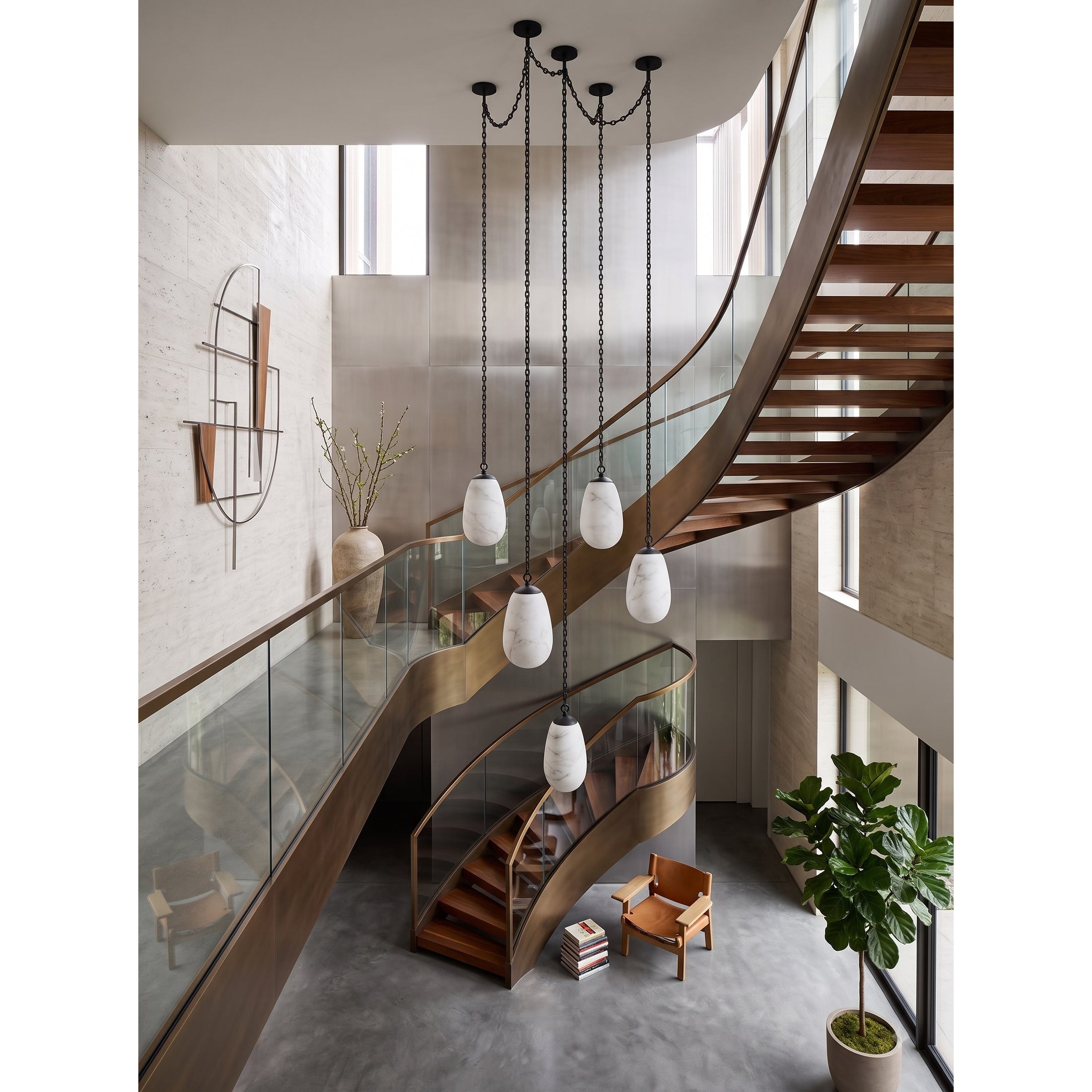 Bruckner Chain Alabaster Chandelier
