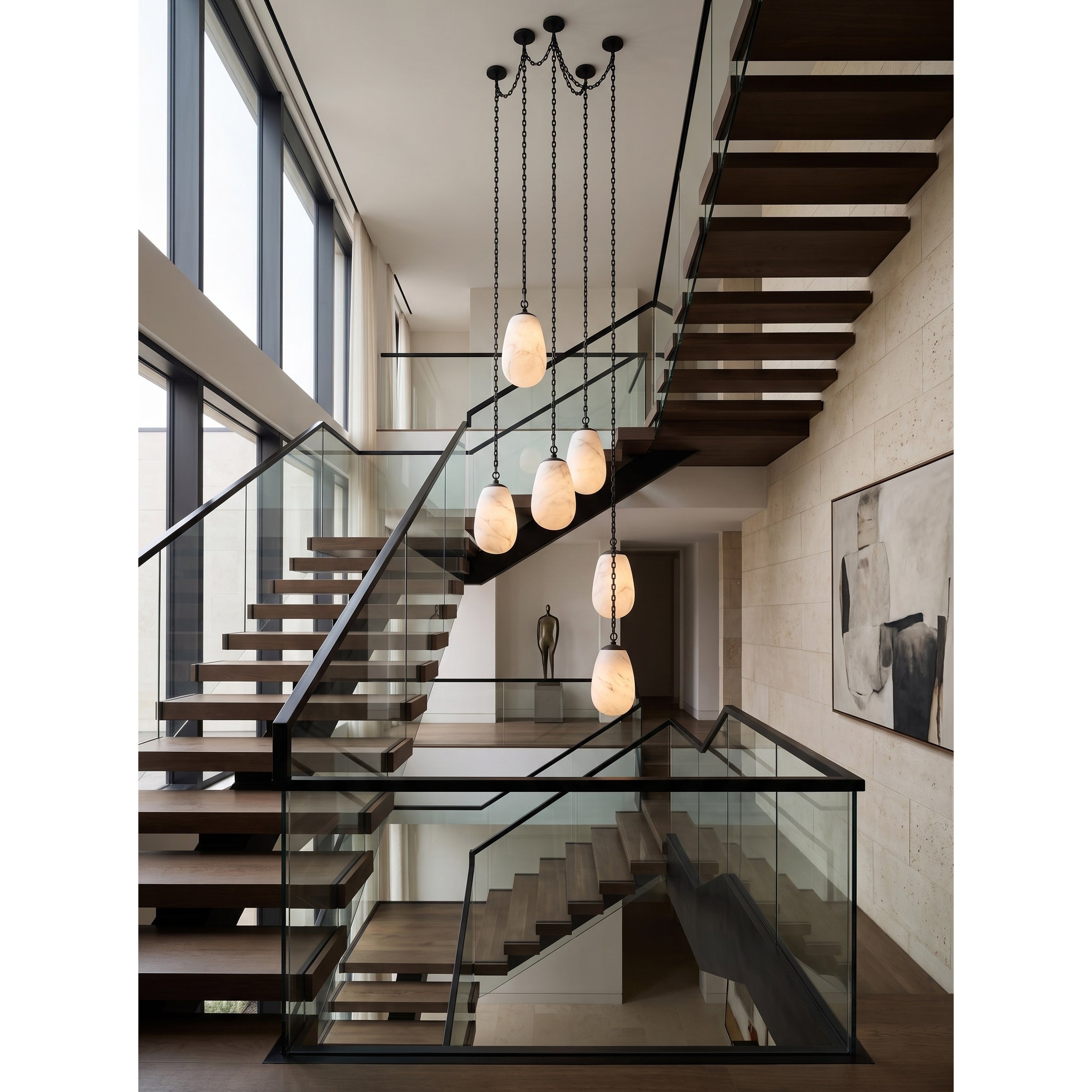 Bruckner Chain Alabaster Chandelier