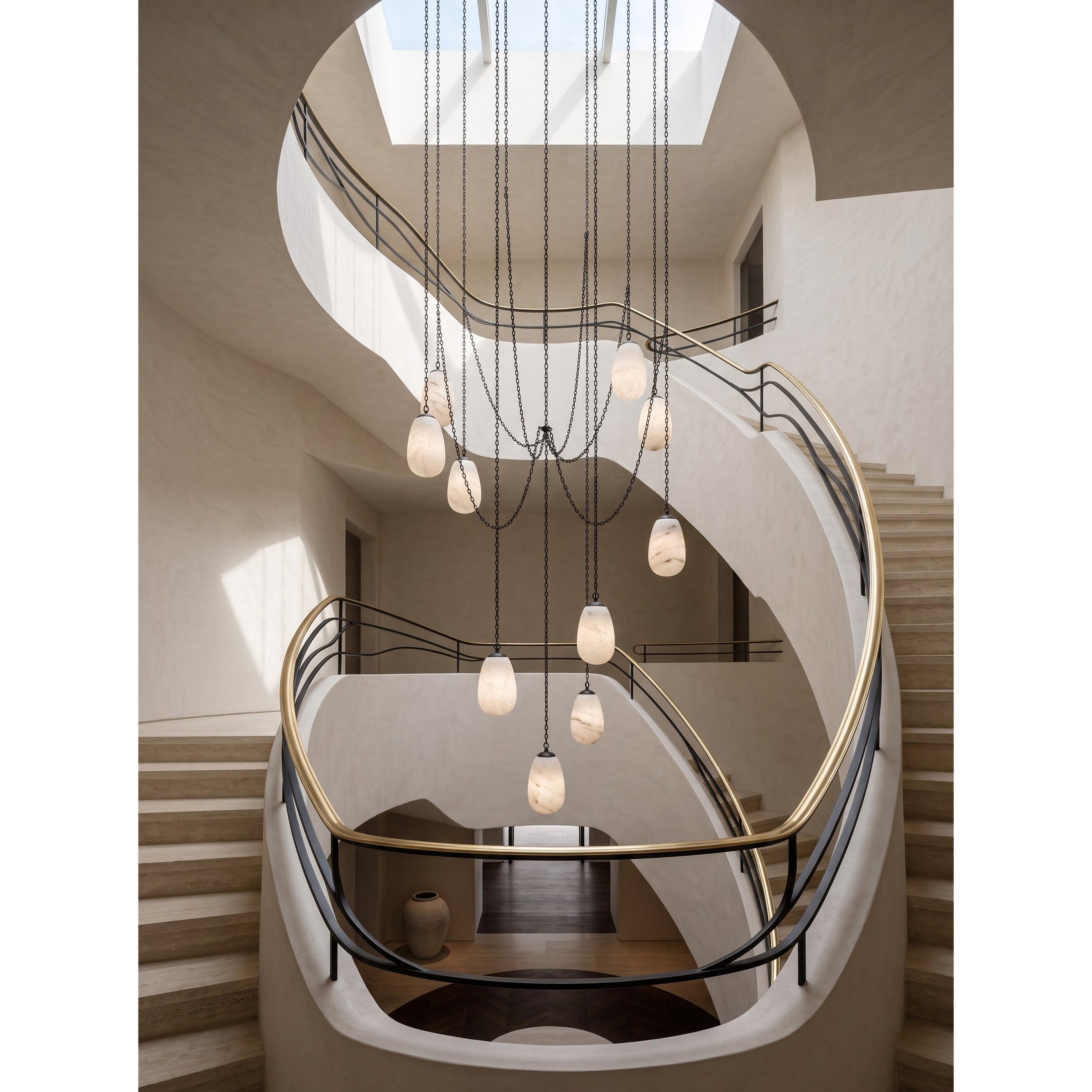 Bruckner Chain Alabaster Chandelier