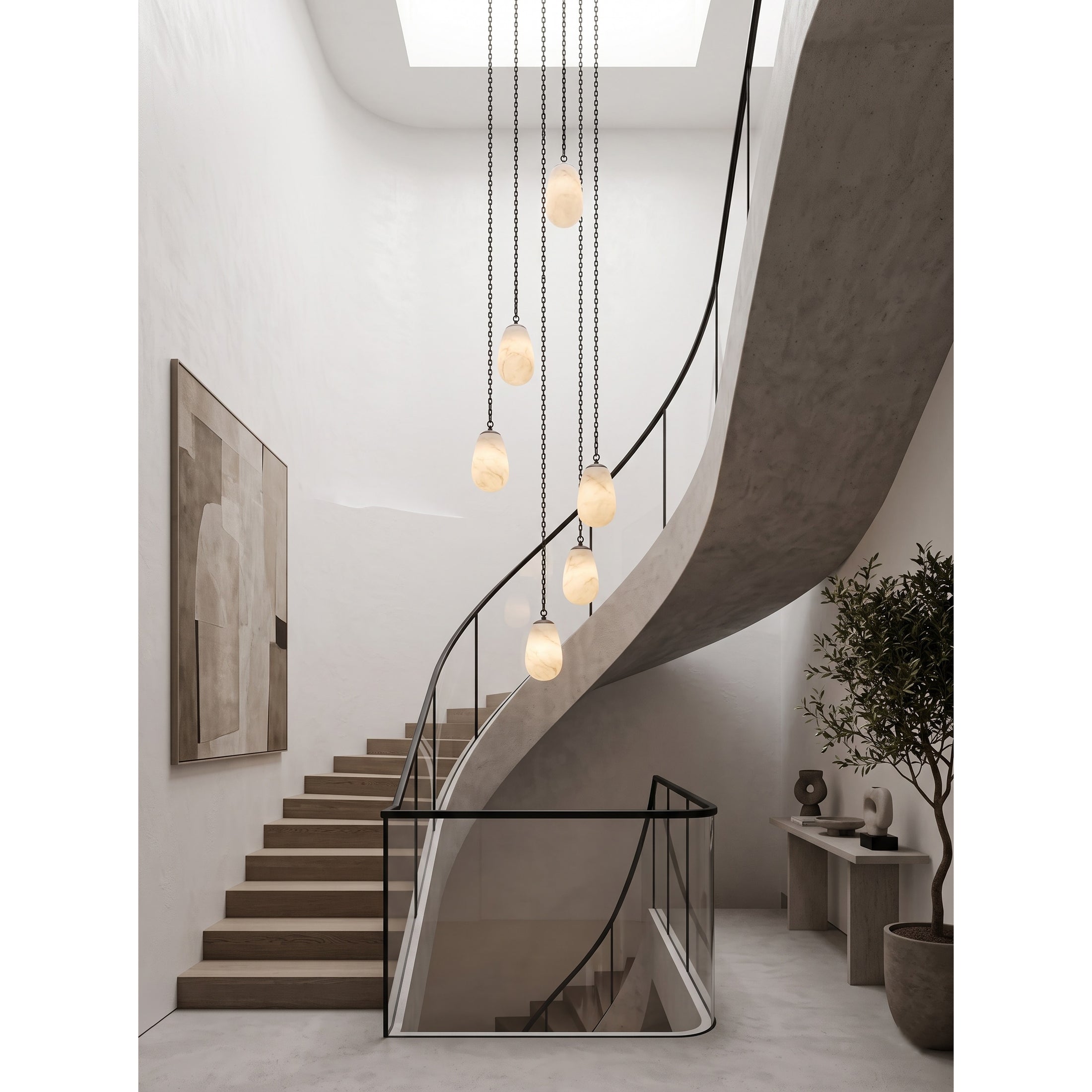 Bruckner Chain Alabaster Chandelier