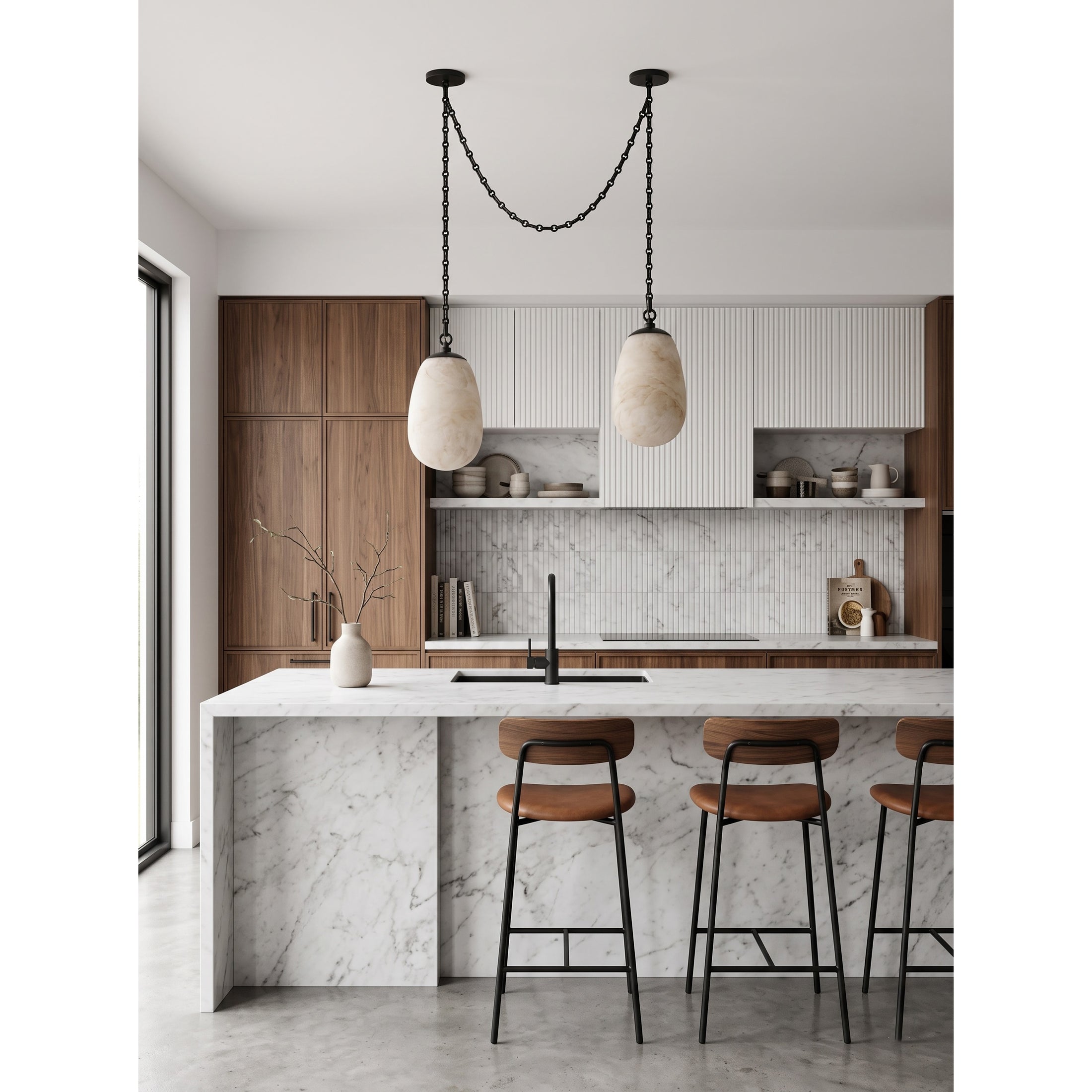 Bruckner Chain Alabaster Chandelier