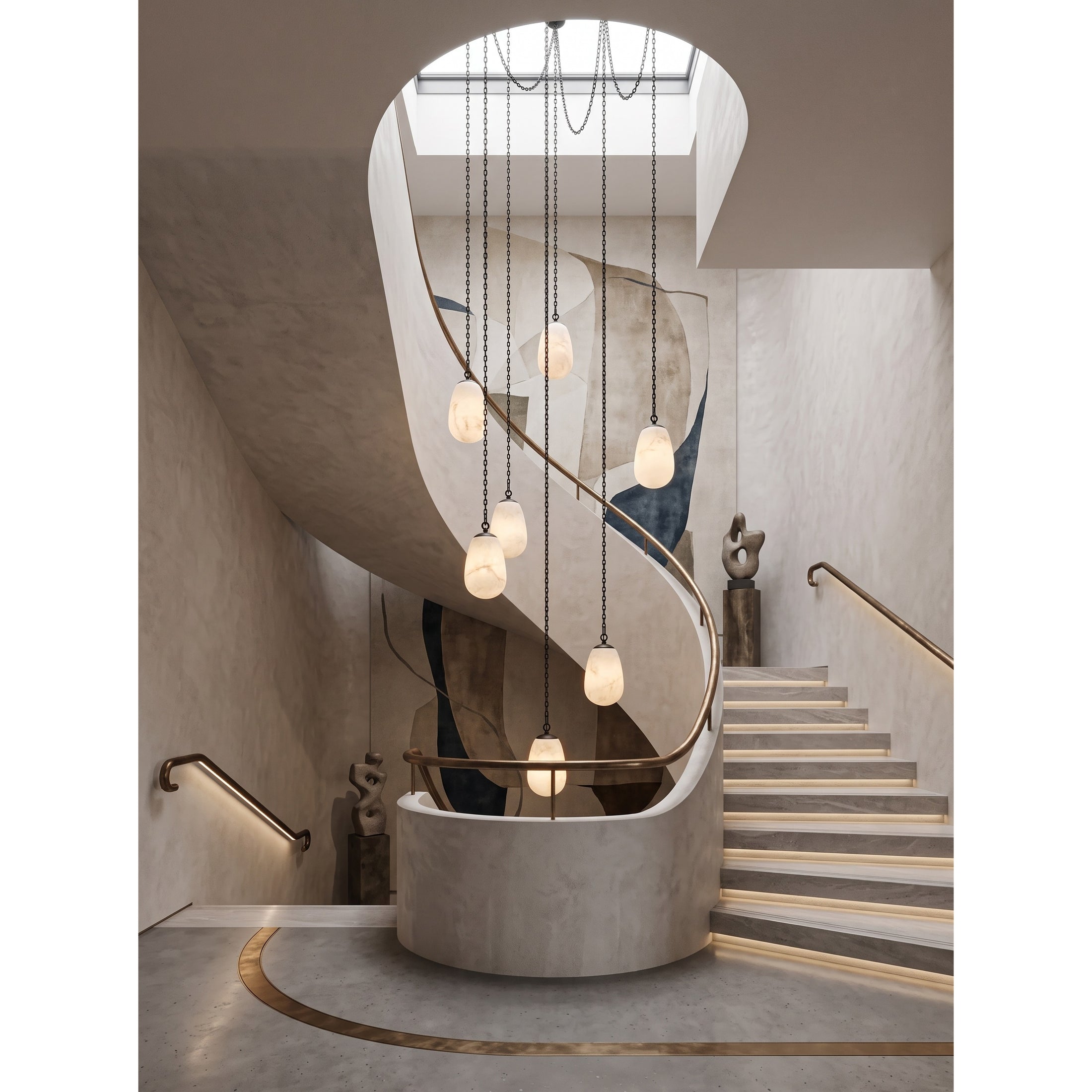 Bruckner Chain Alabaster Chandelier