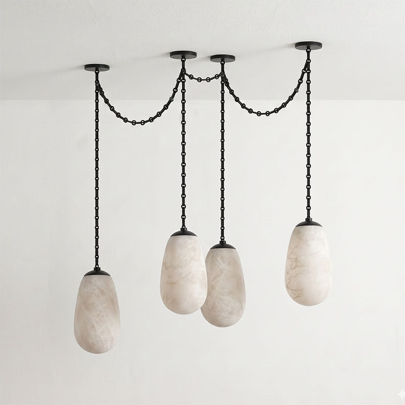 Bruckner Chain Alabaster Chandelier