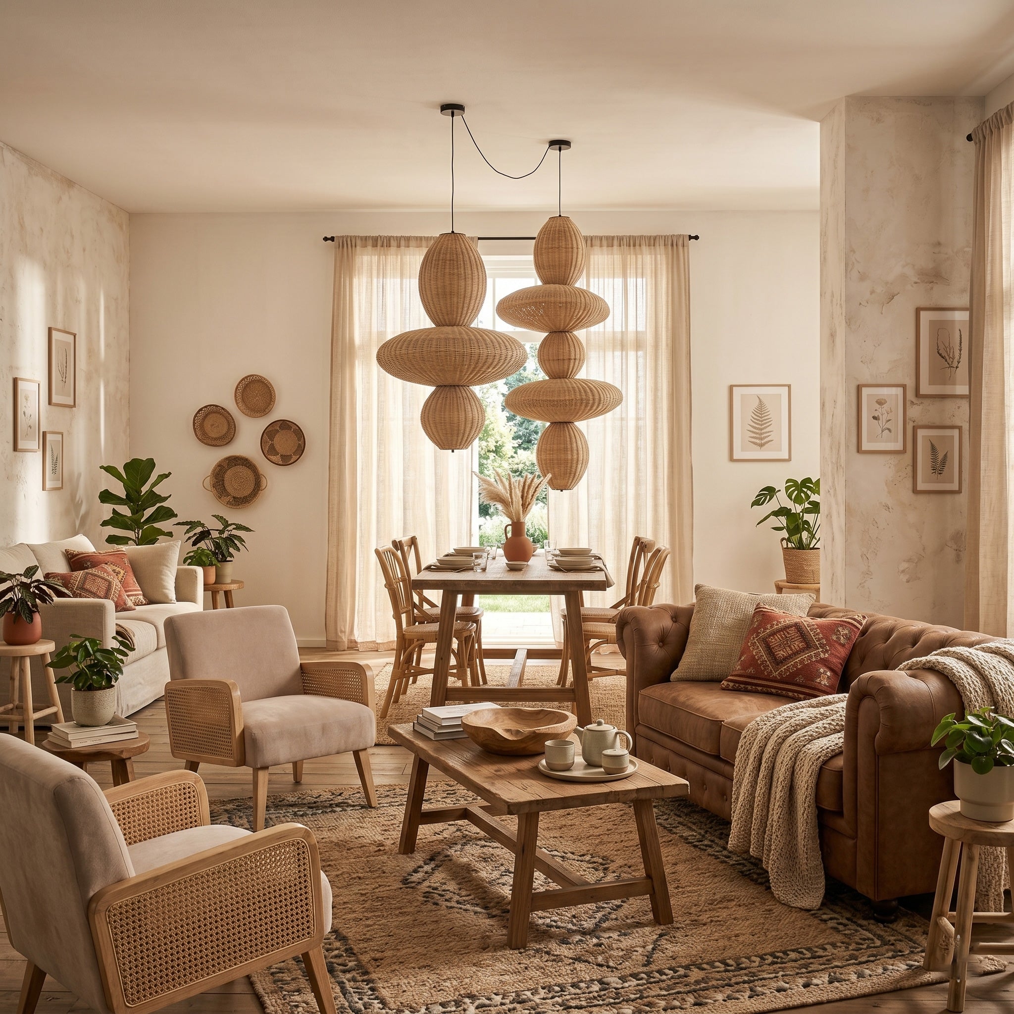 Bubbles Rattan Chandelier