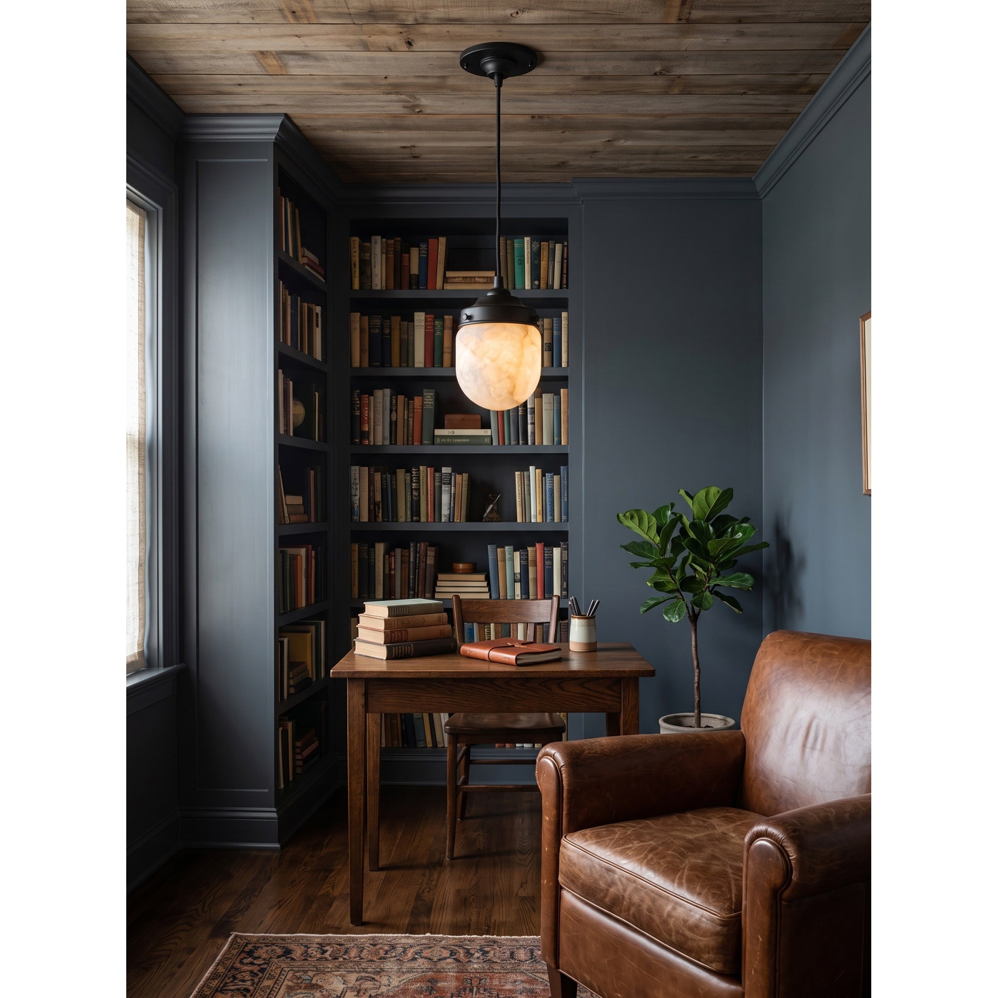 Bullet-shaped Alabaster Pendant Lamp