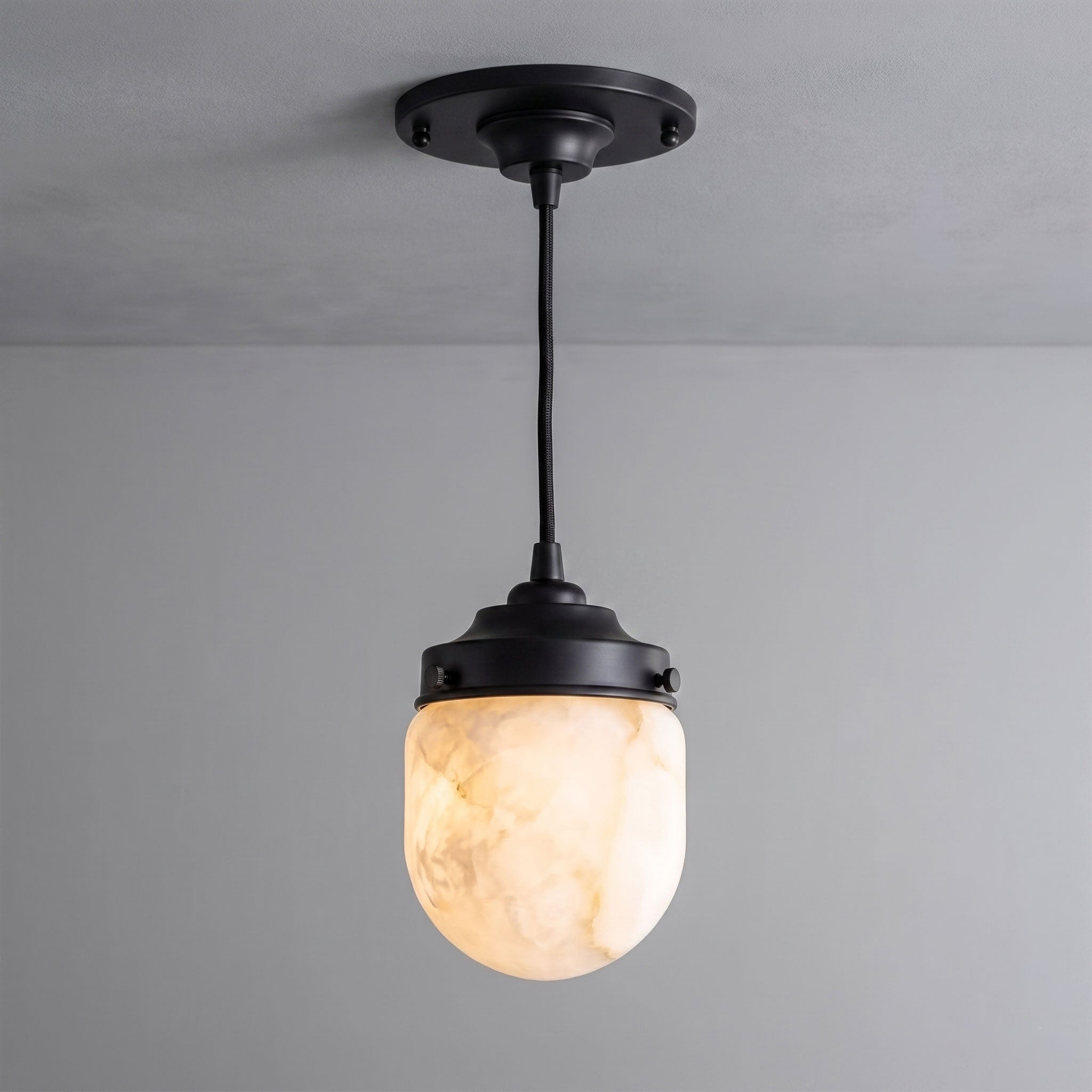 Bullet-shaped Alabaster Pendant Lamp