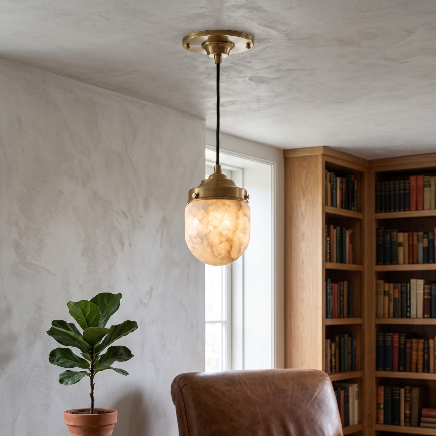 Bullet-shaped Alabaster Pendant Lamp