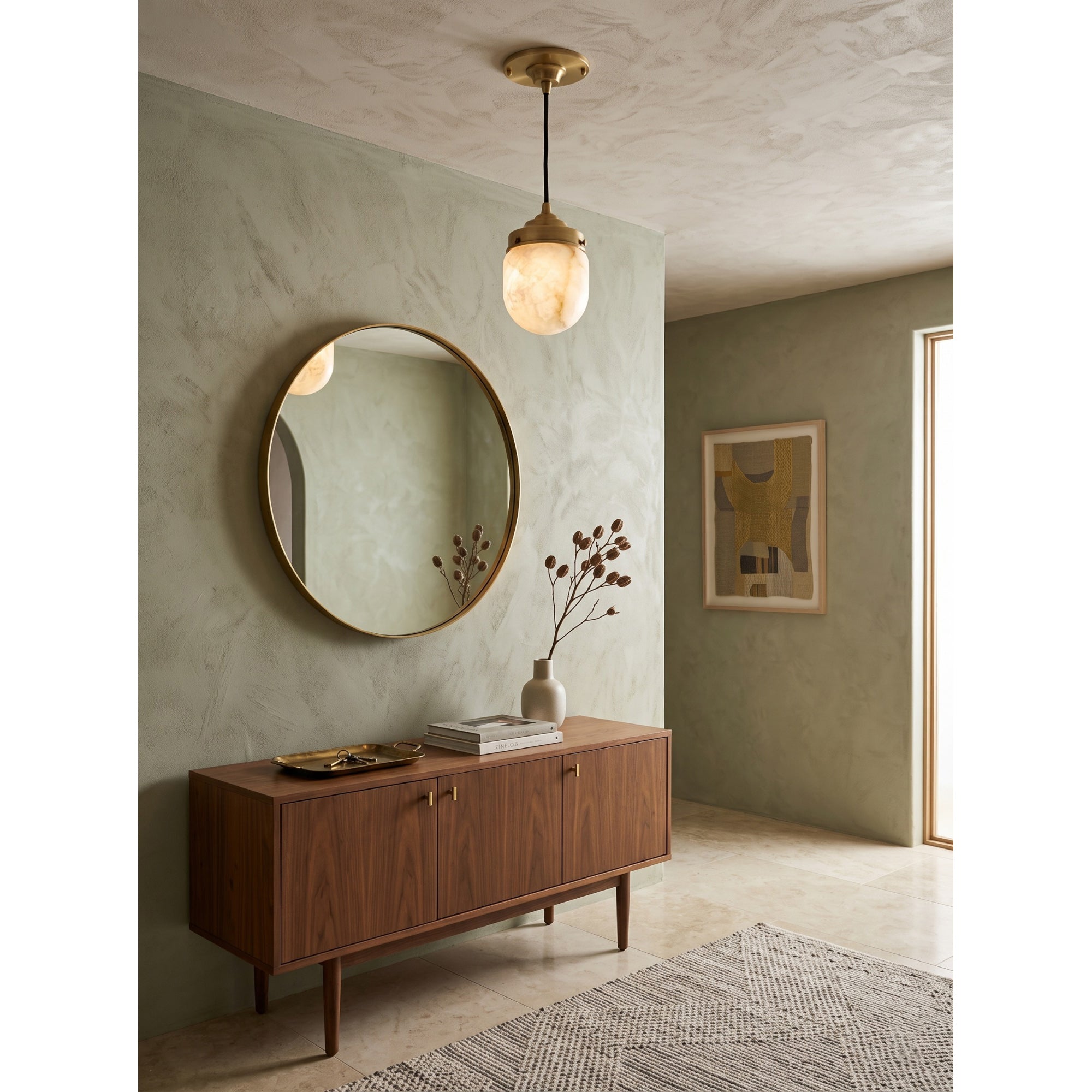 Bullet-shaped Alabaster Pendant Lamp