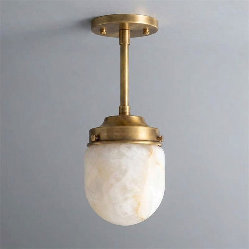 Bullet-shaped Alabaster Semi-Flush Mount Ceiling Light