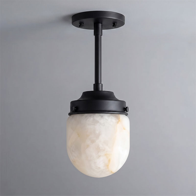 Bullet-shaped Alabaster Semi-Flush Mount Ceiling Light