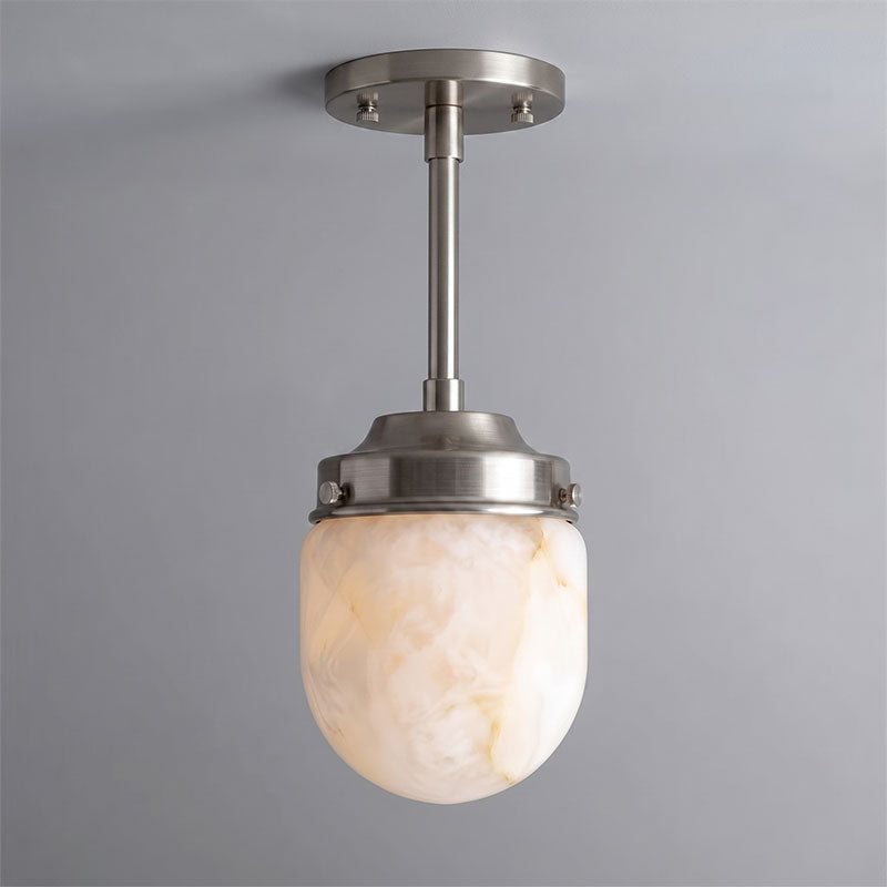 Bullet-shaped Alabaster Semi-Flush Mount Ceiling Light