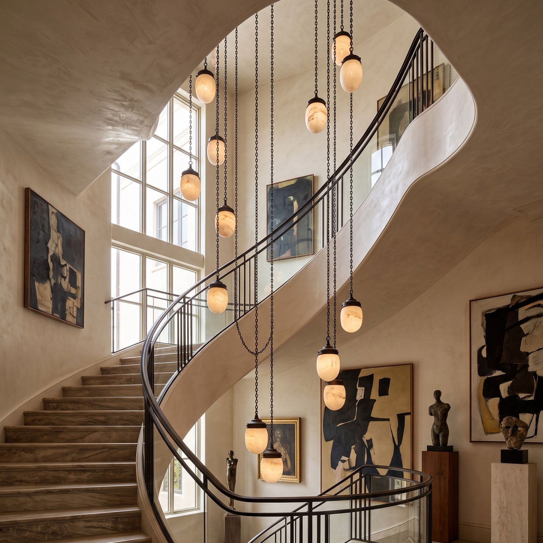 Bullet-shaped Chain Alabaster Chandelier