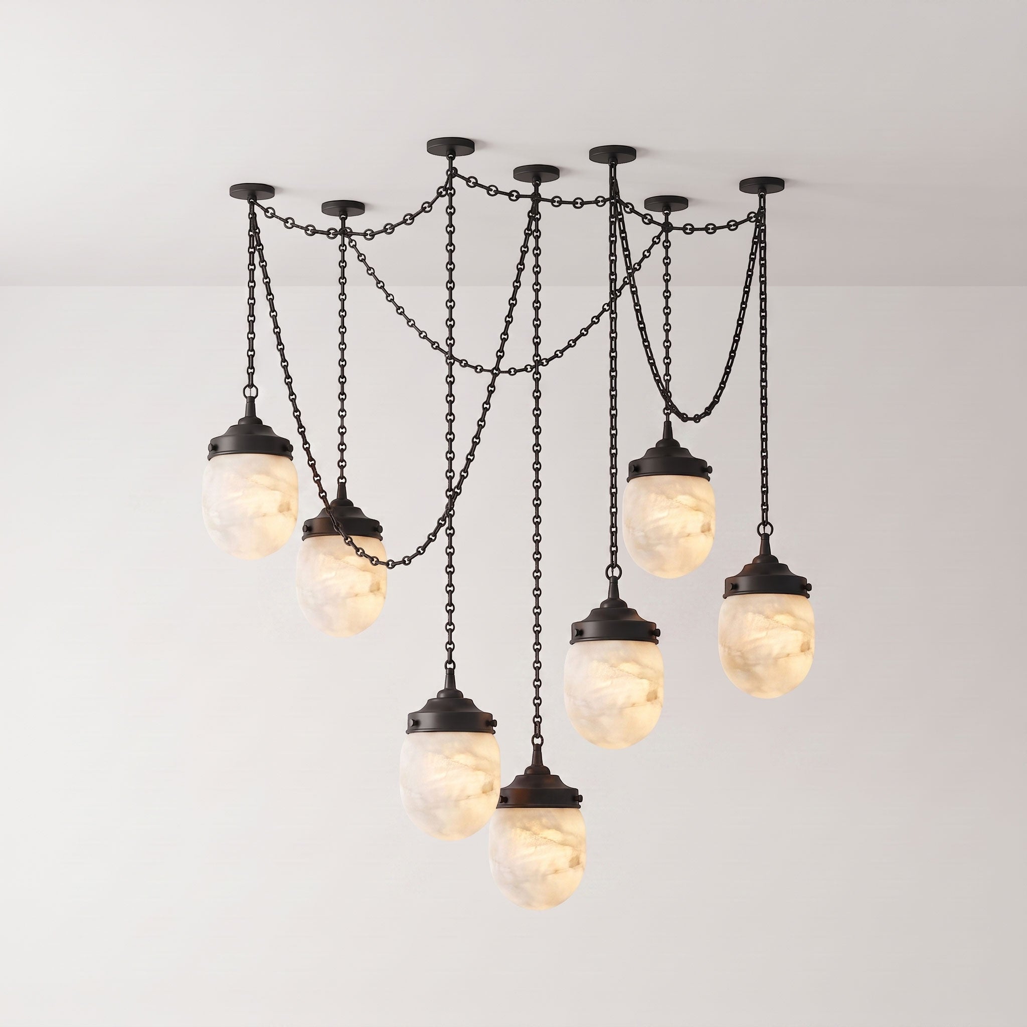 Bullet-shaped Chain Alabaster Chandelier