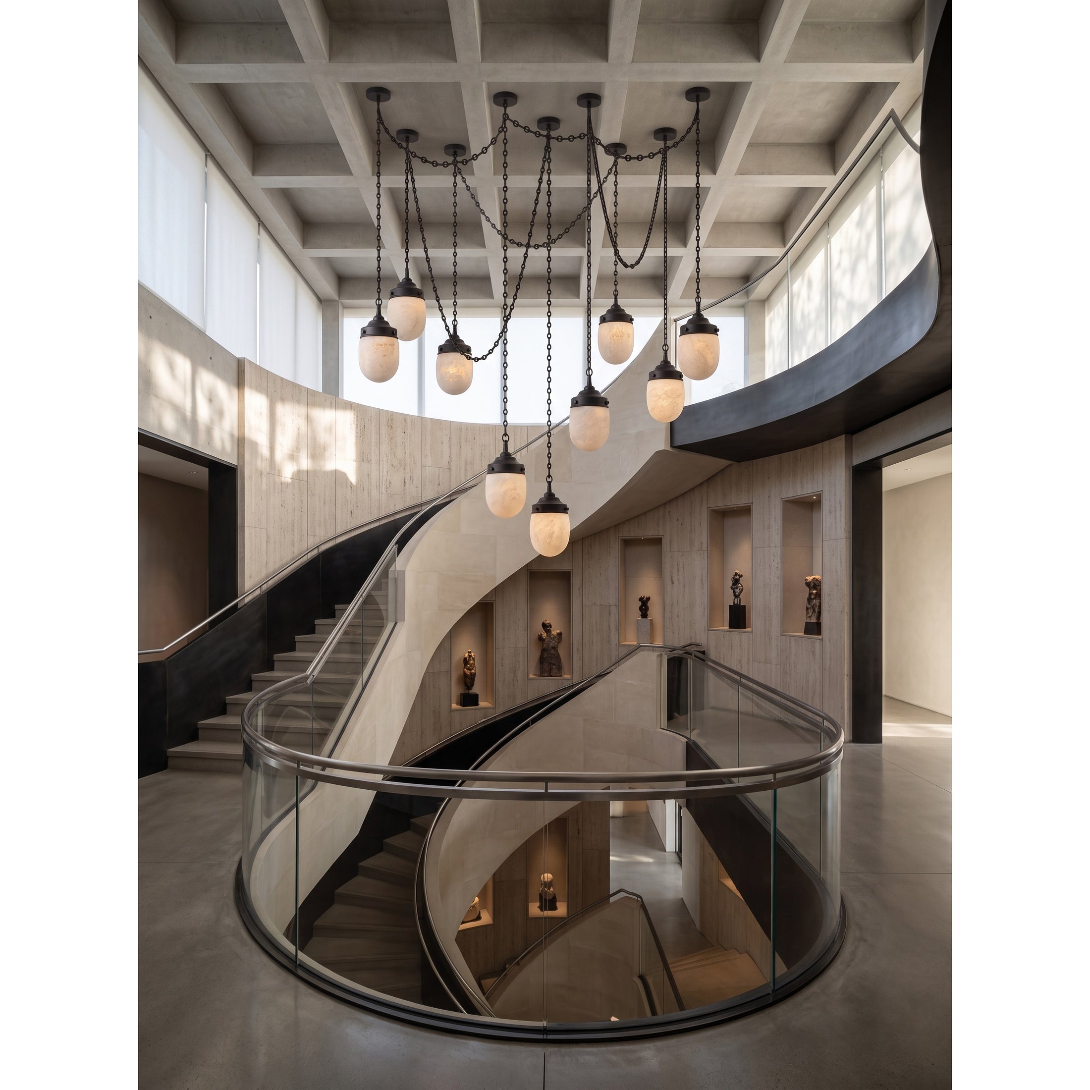 Bullet-shaped Chain Alabaster Chandelier