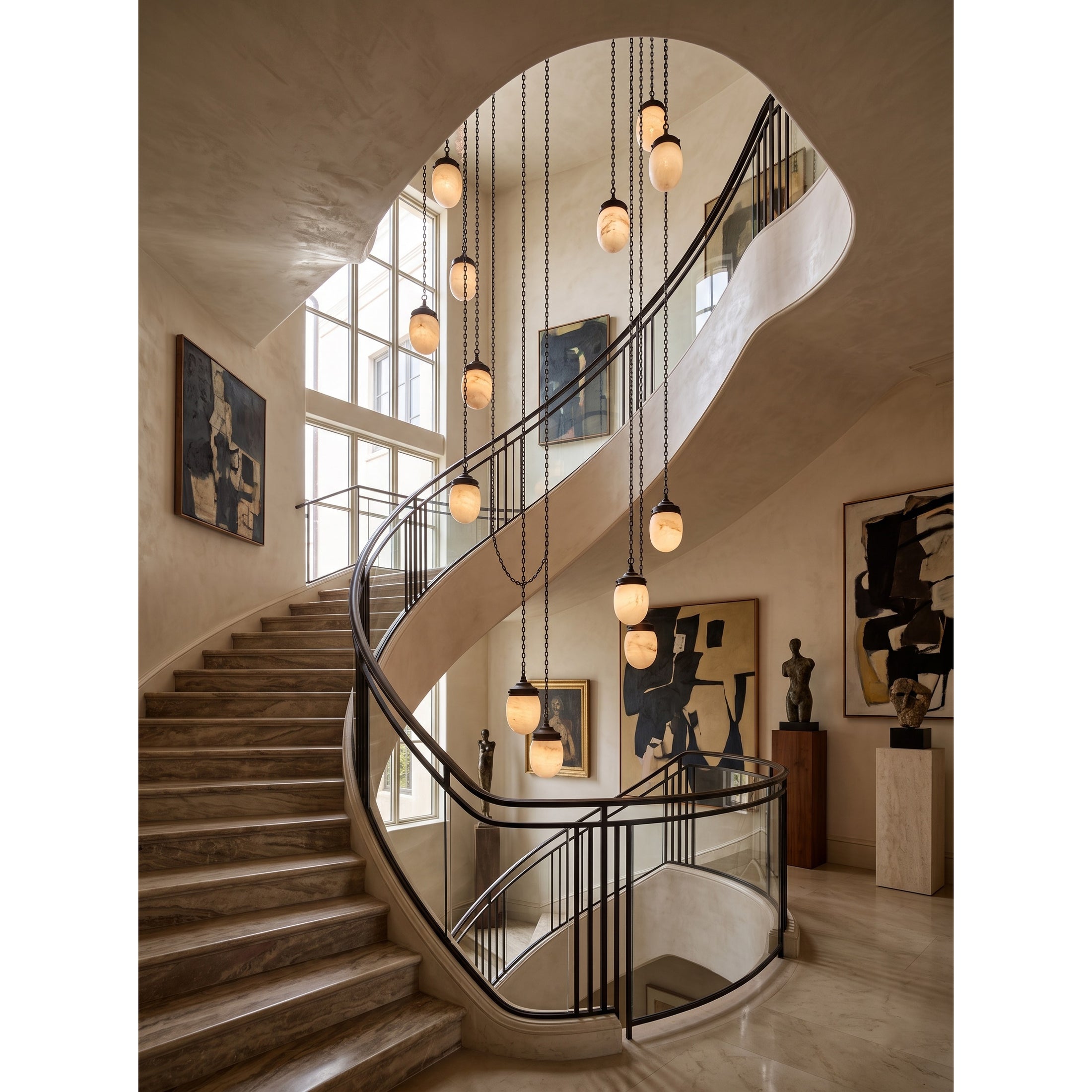 Bullet-shaped Chain Alabaster Chandelier