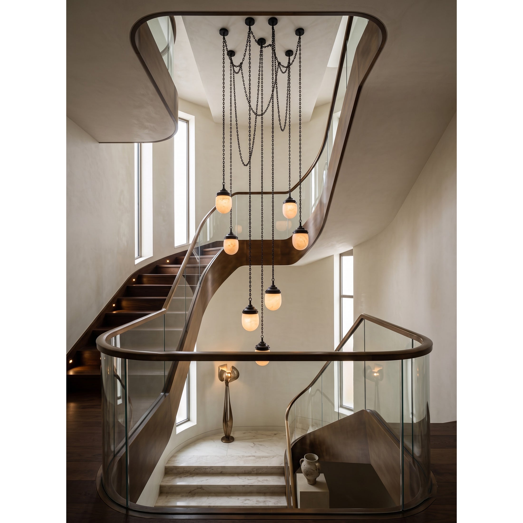 Bullet-shaped Chain Alabaster Chandelier