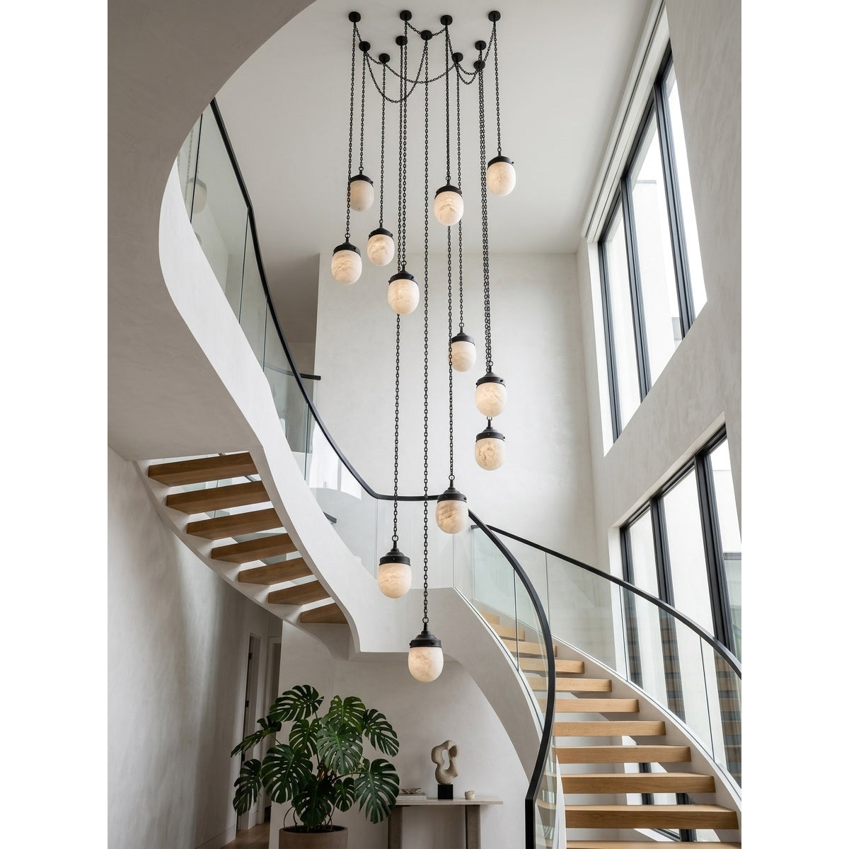 Bullet-shaped Chain Alabaster Chandelier