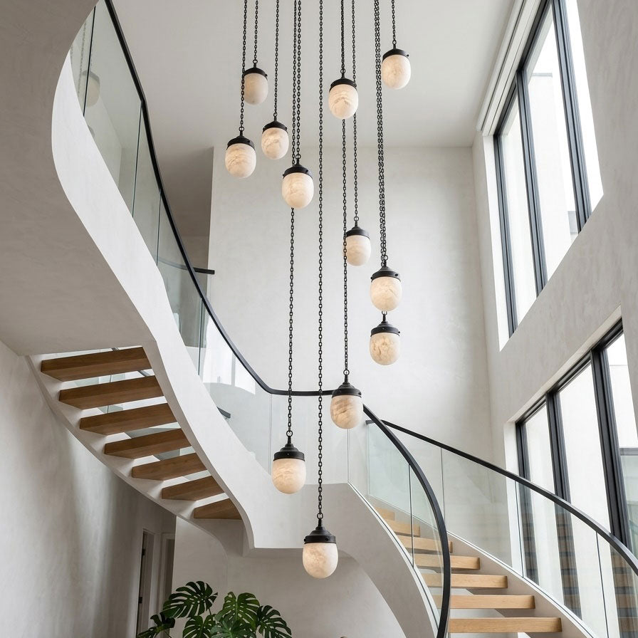 Bullet-shaped Chain Alabaster Chandelier