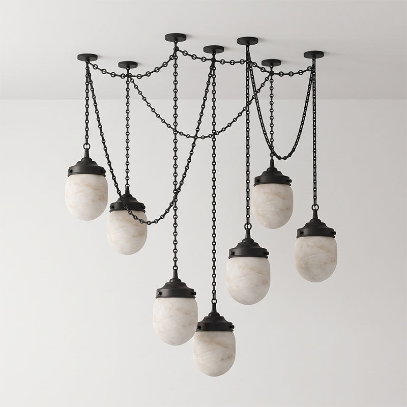 Bullet-shaped Chain Alabaster Chandelier
