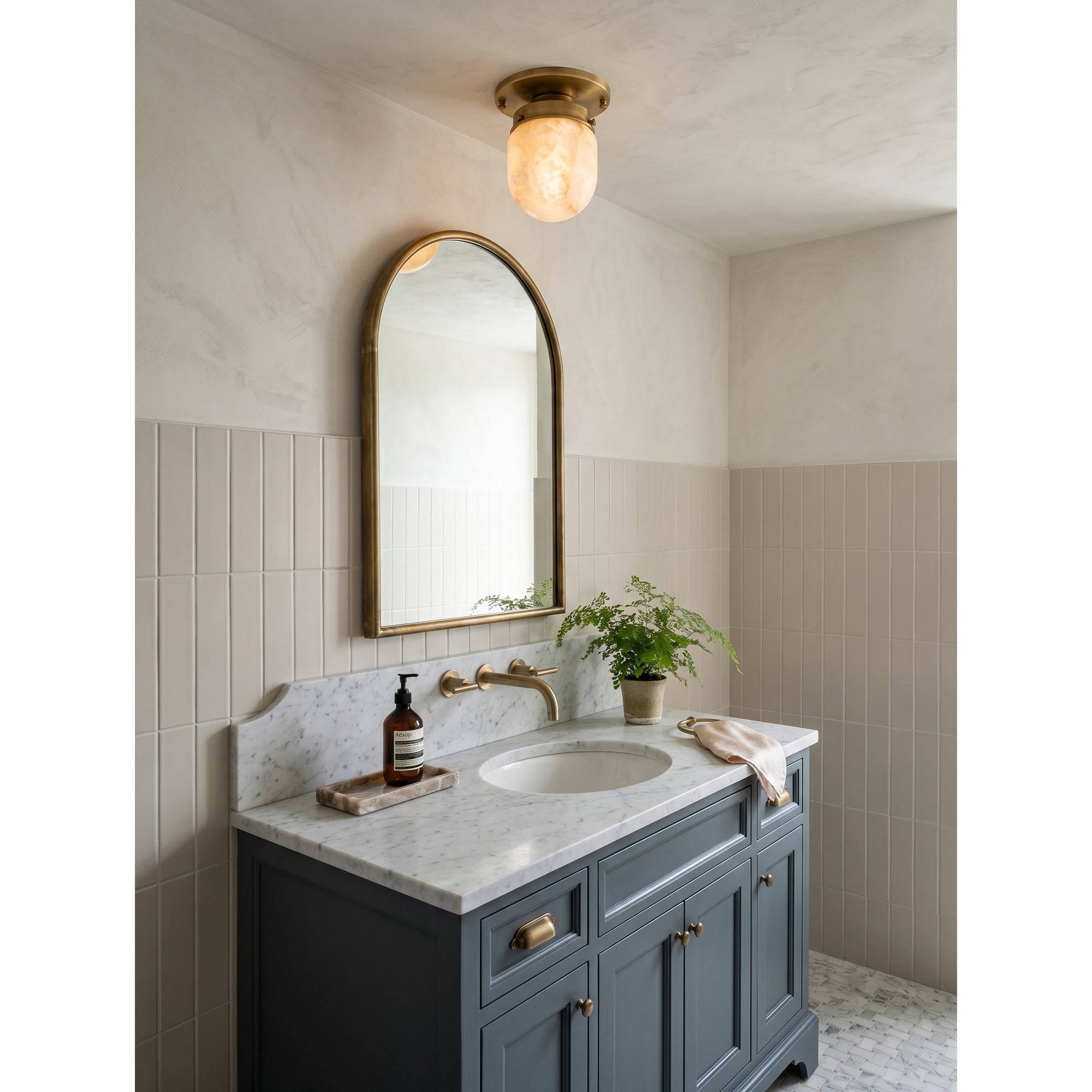 Bullet-shaped Alabaster Flush Mount