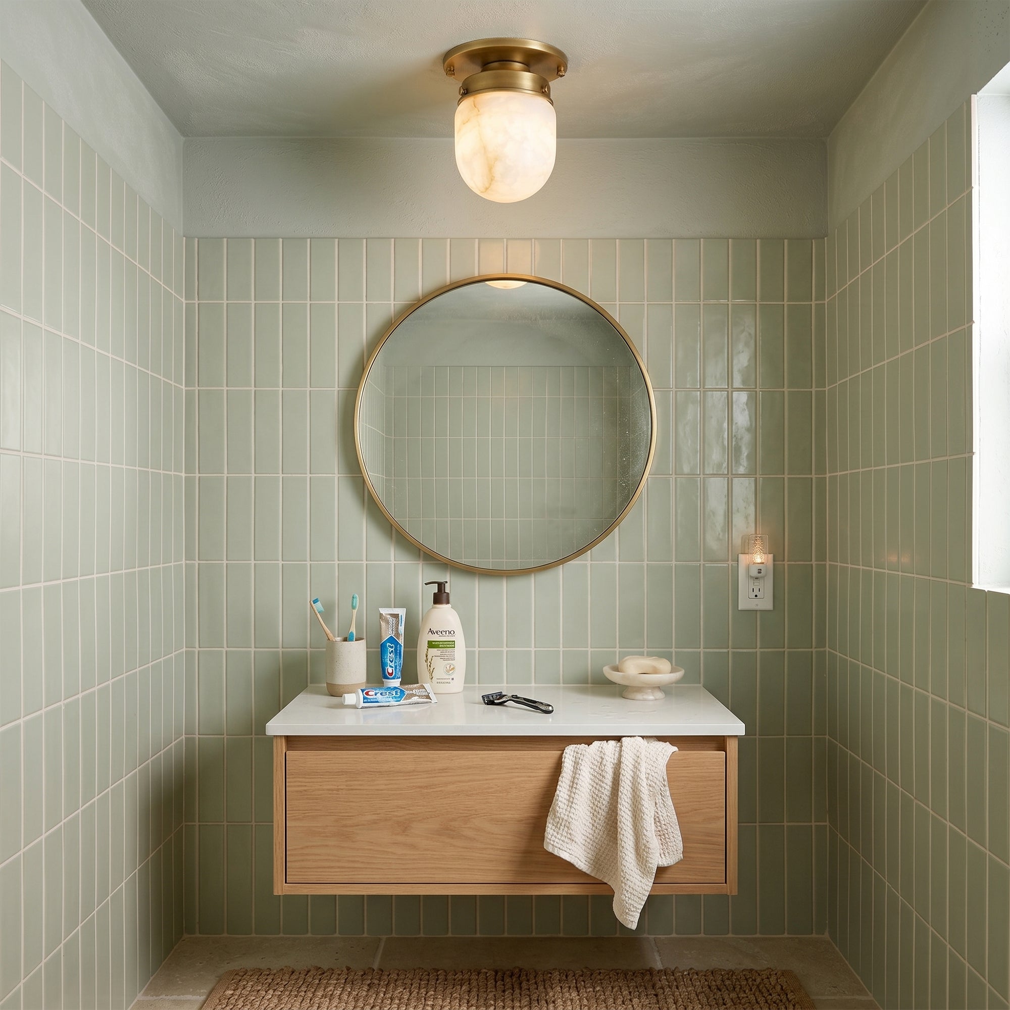 Bullet-shaped Alabaster Flush Mount