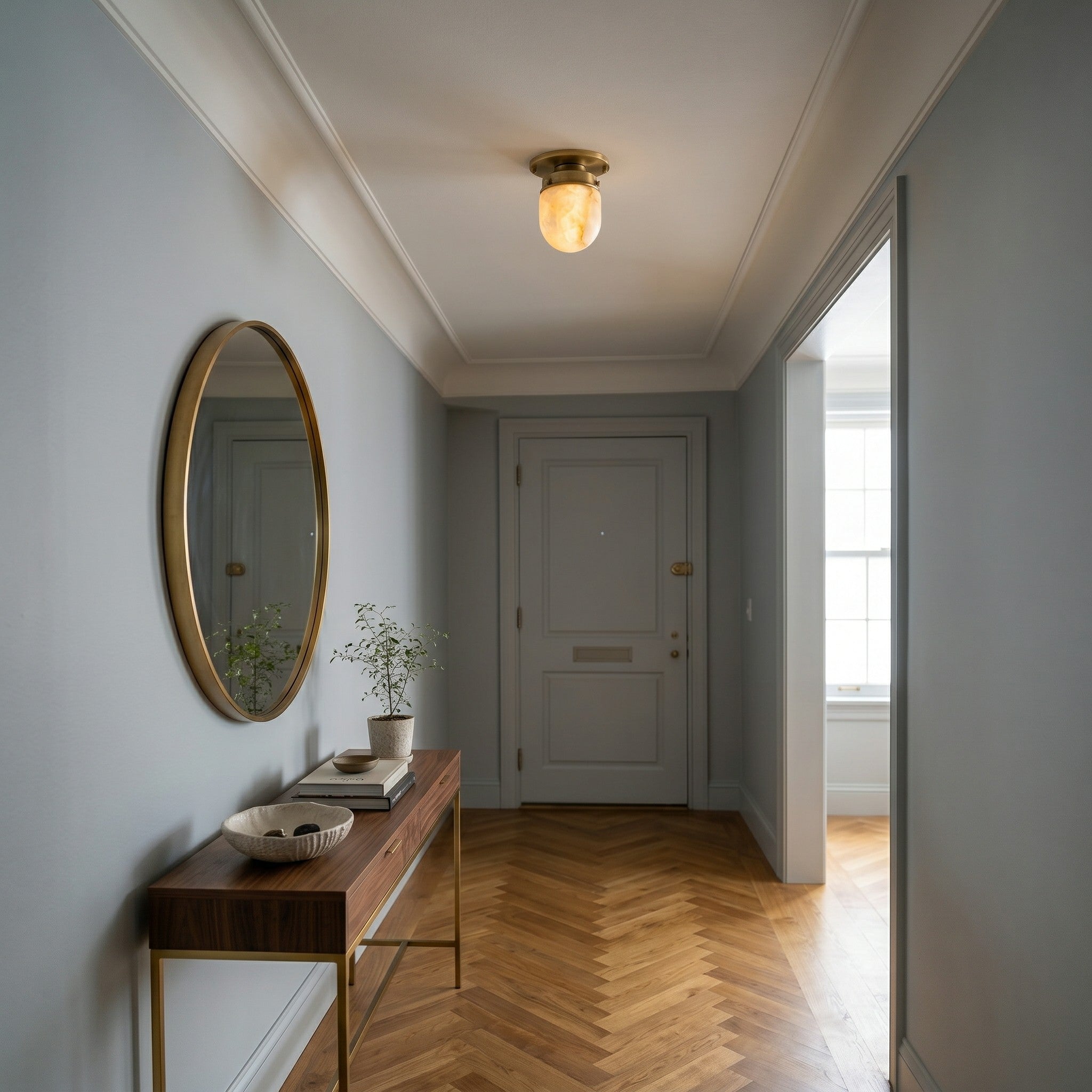 Bullet-shaped Alabaster Flush Mount