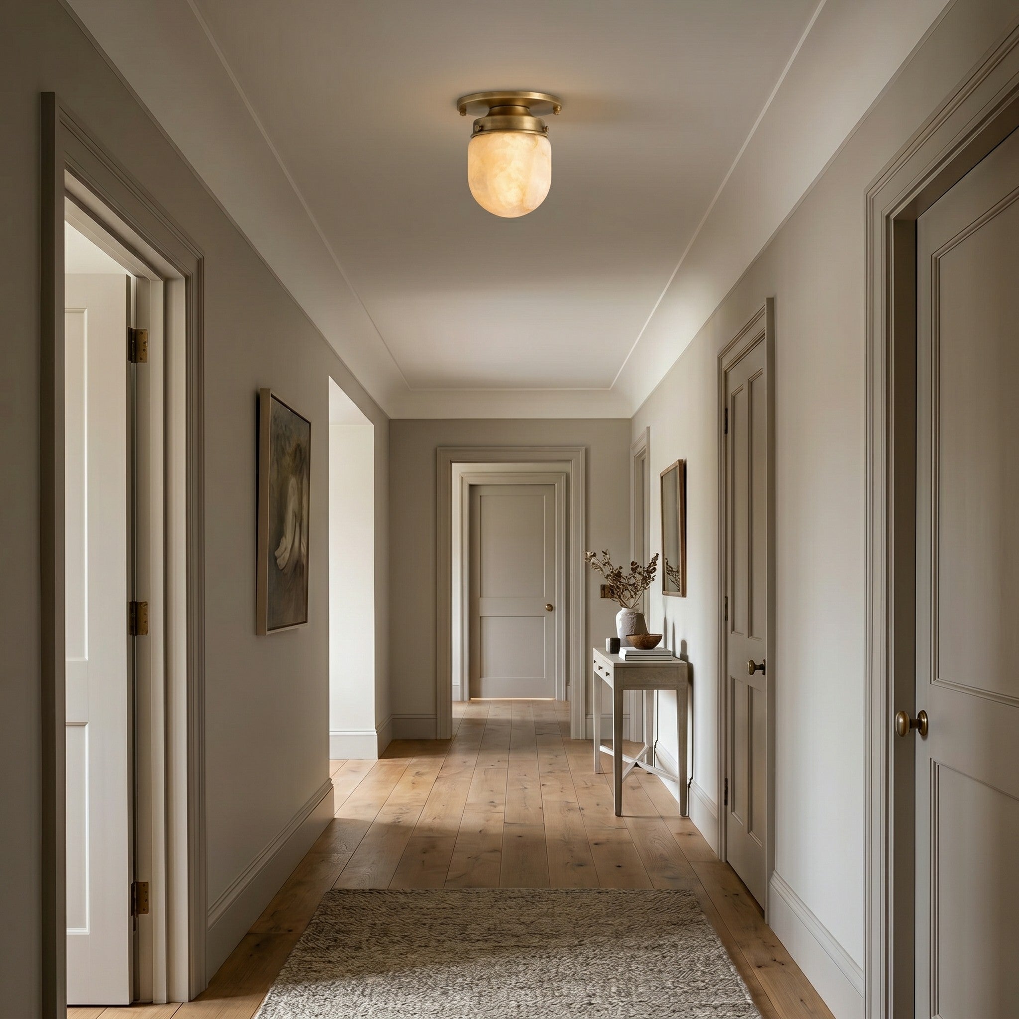 Bullet-shaped Alabaster Flush Mount