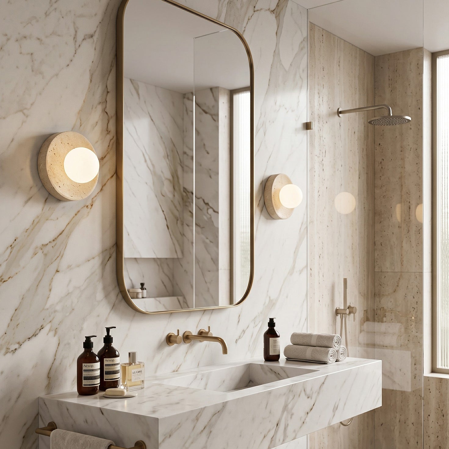 Calvora Travertine Wall Sconce