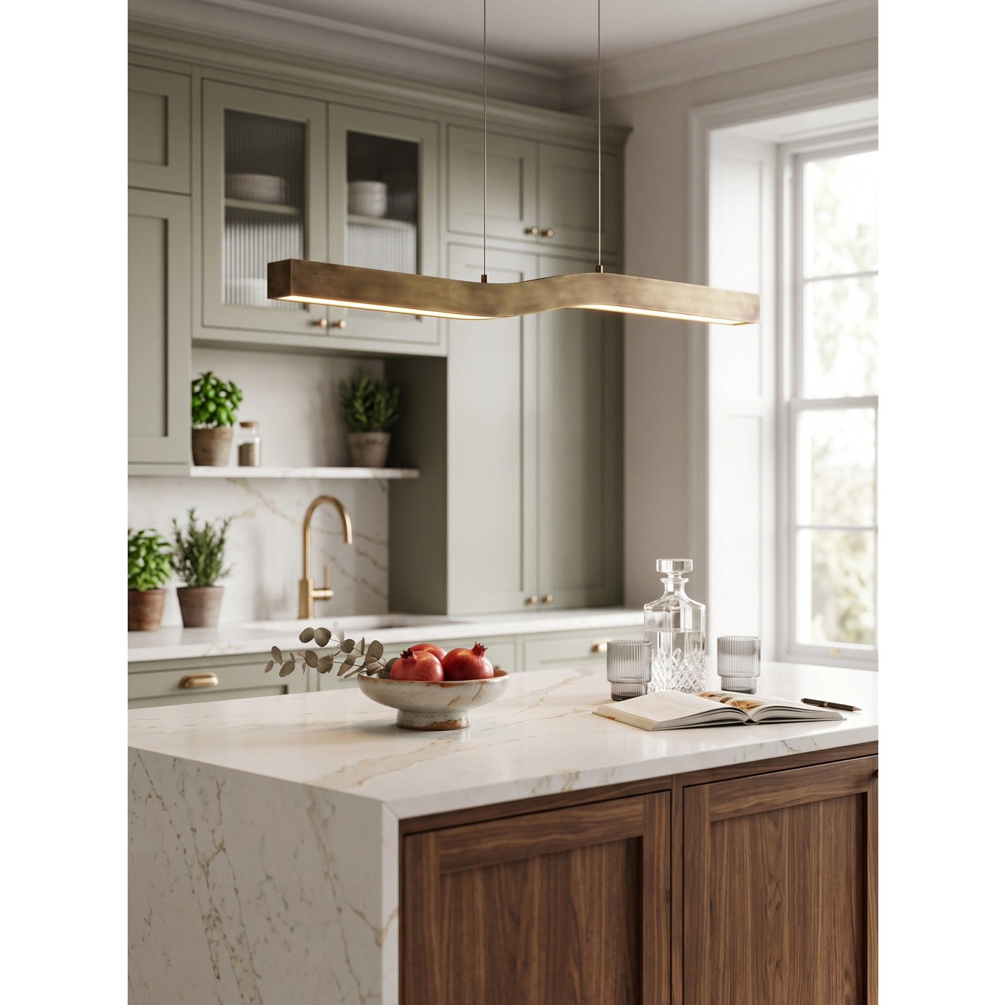 Camur Brass Linear Chandelier