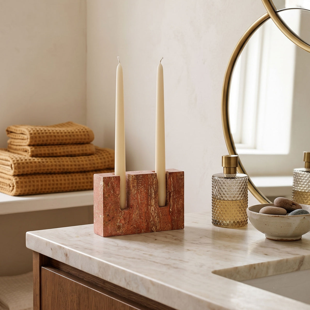 Canyon Marble Double Candle Holder
