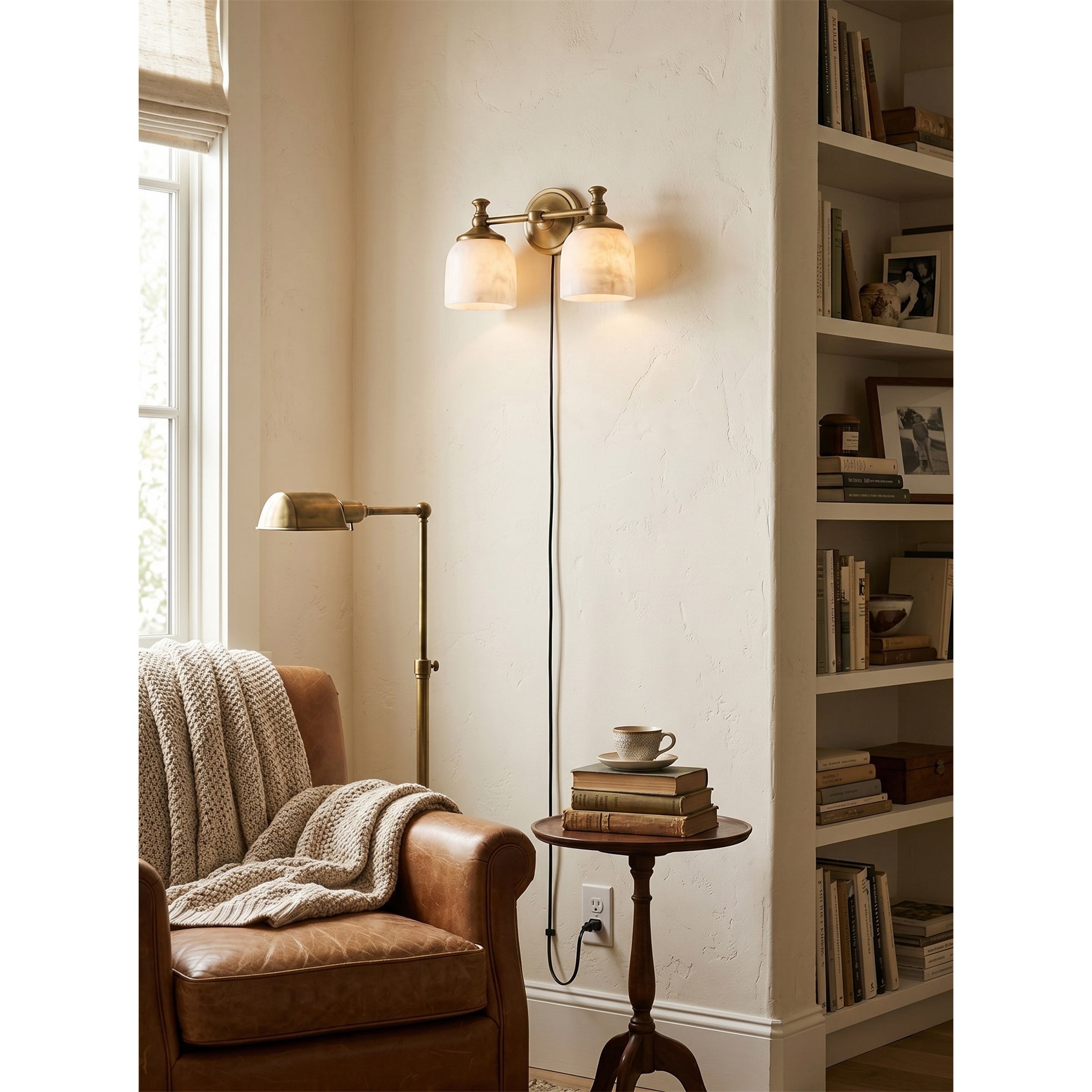 Chart Alabaster Plug-in Wall Sconce