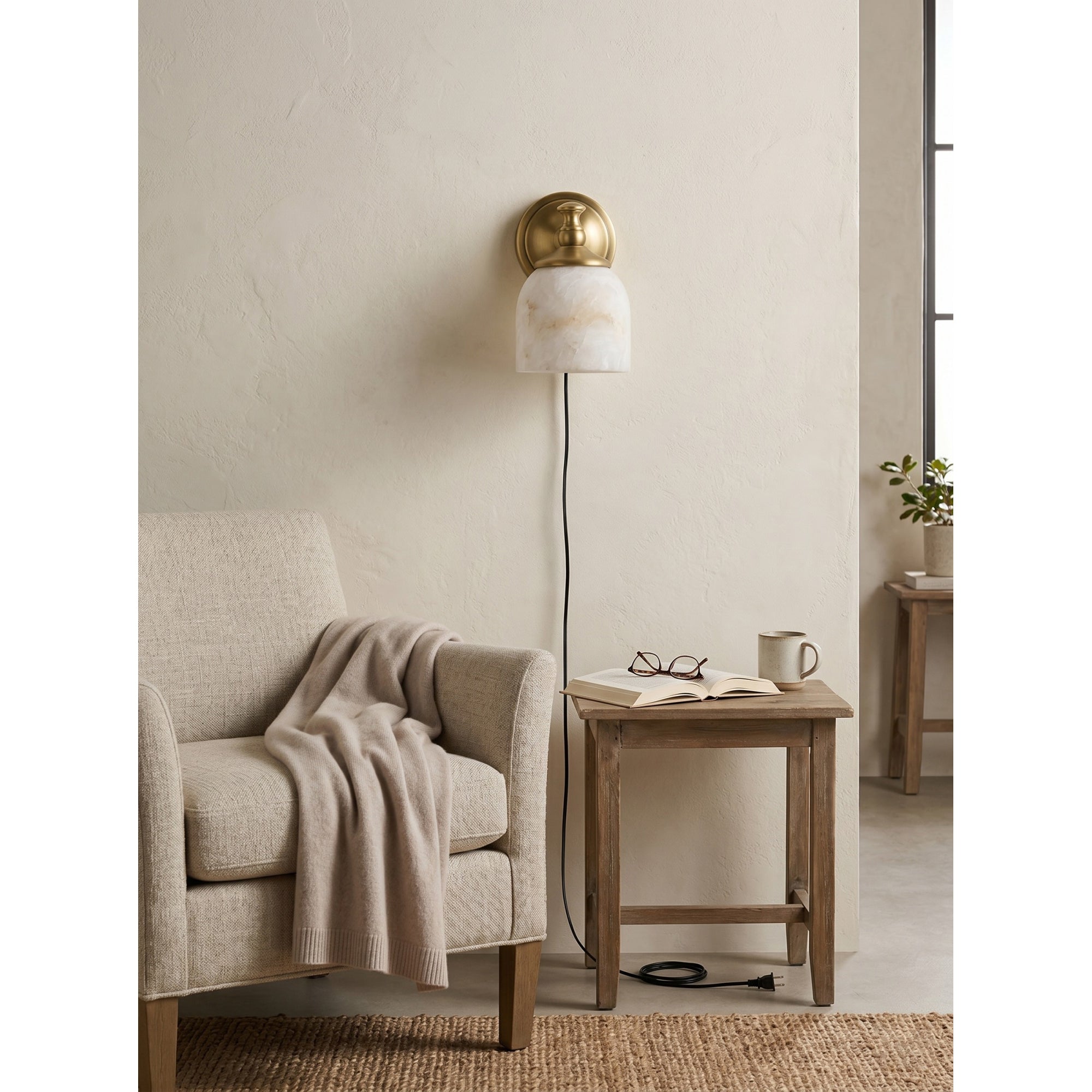 Chart Alabaster Plug-in Wall Sconce