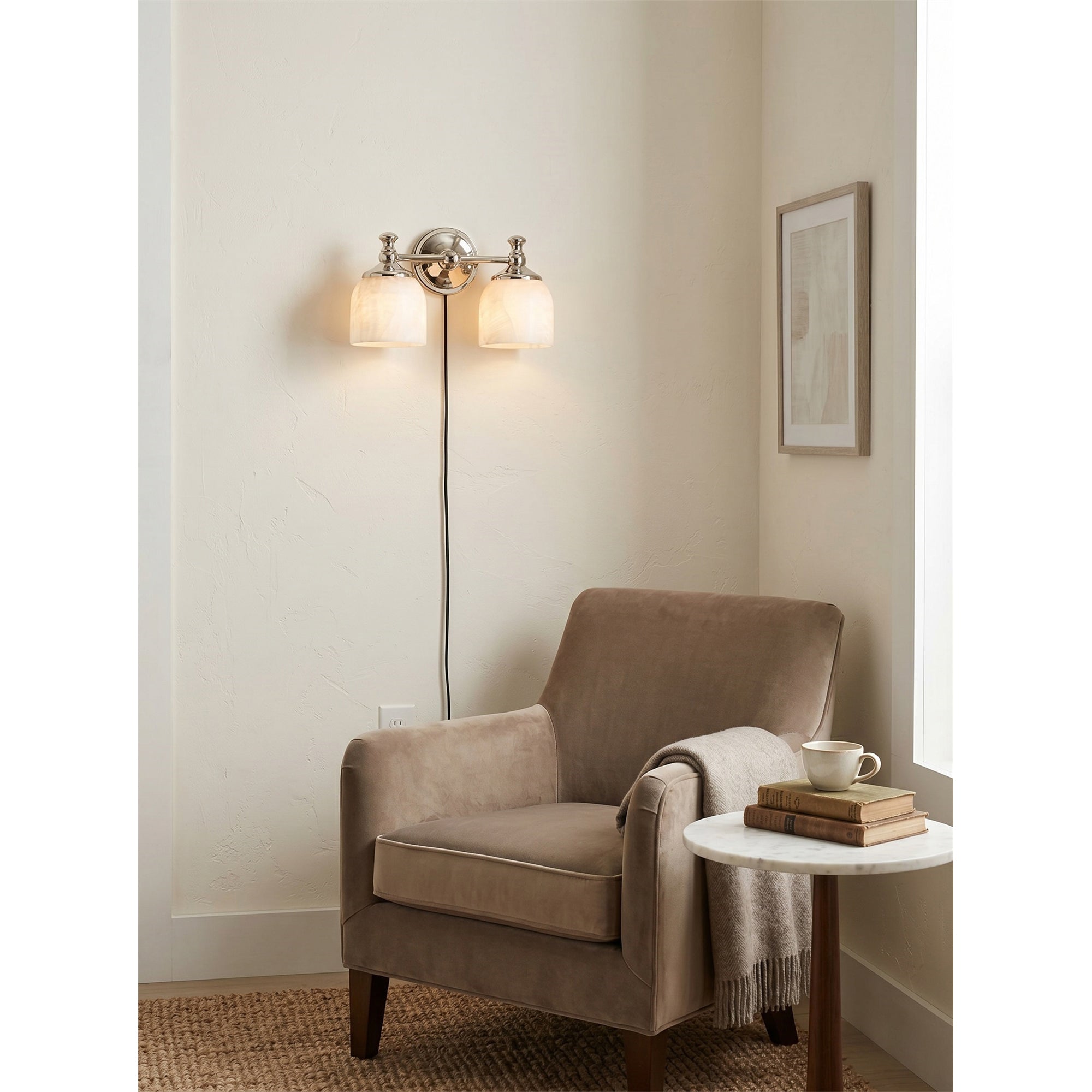 Chart Alabaster Plug-in Wall Sconce