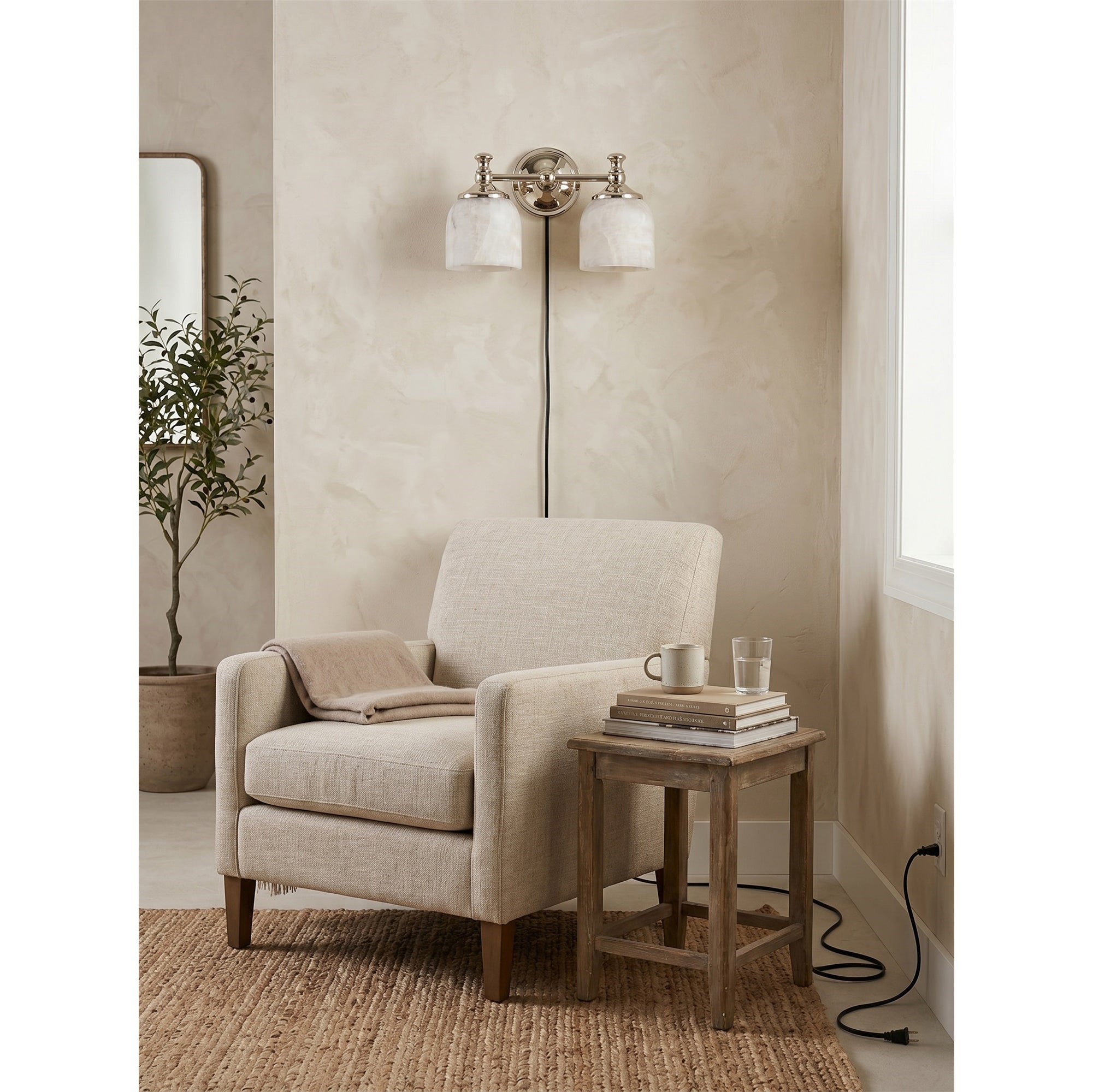 Chart Alabaster Plug-in Wall Sconce