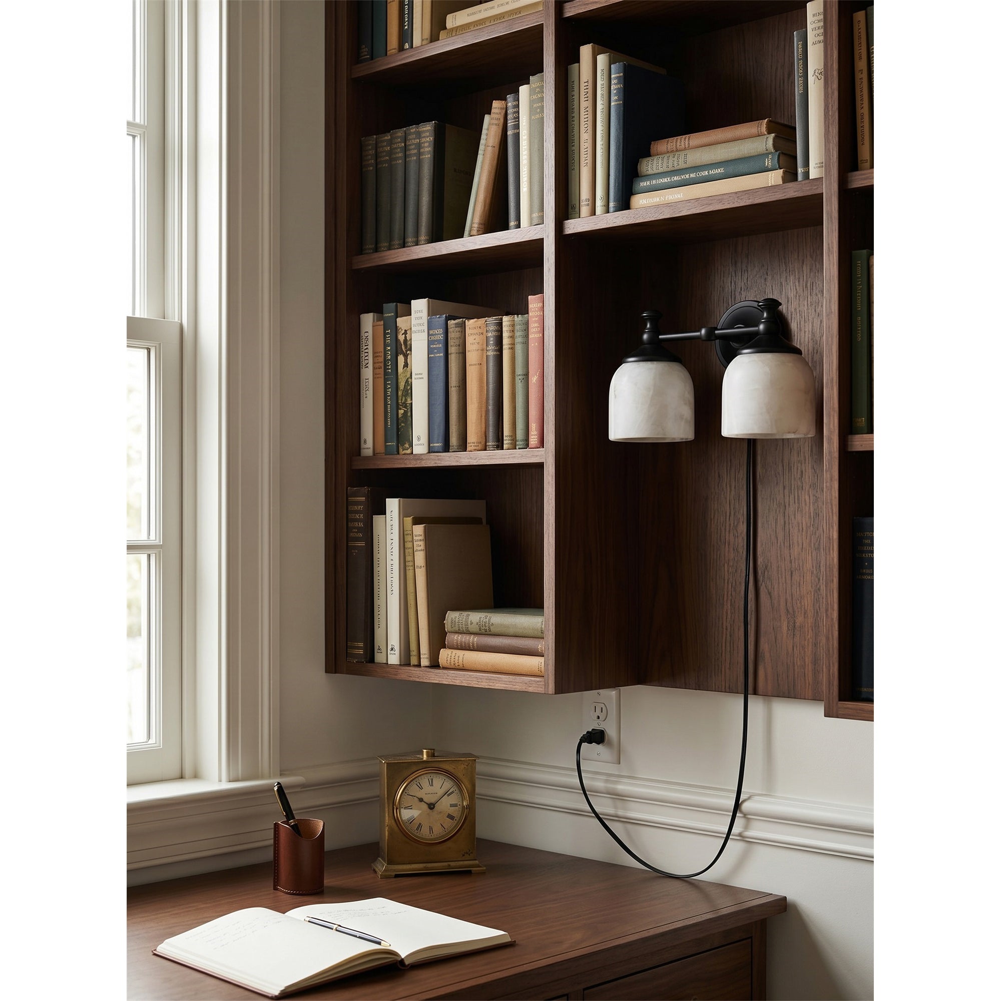 Chart Alabaster Plug-in Wall Sconce