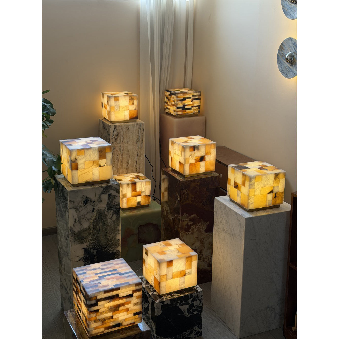 Checkerboard Alabaster Table Lamp