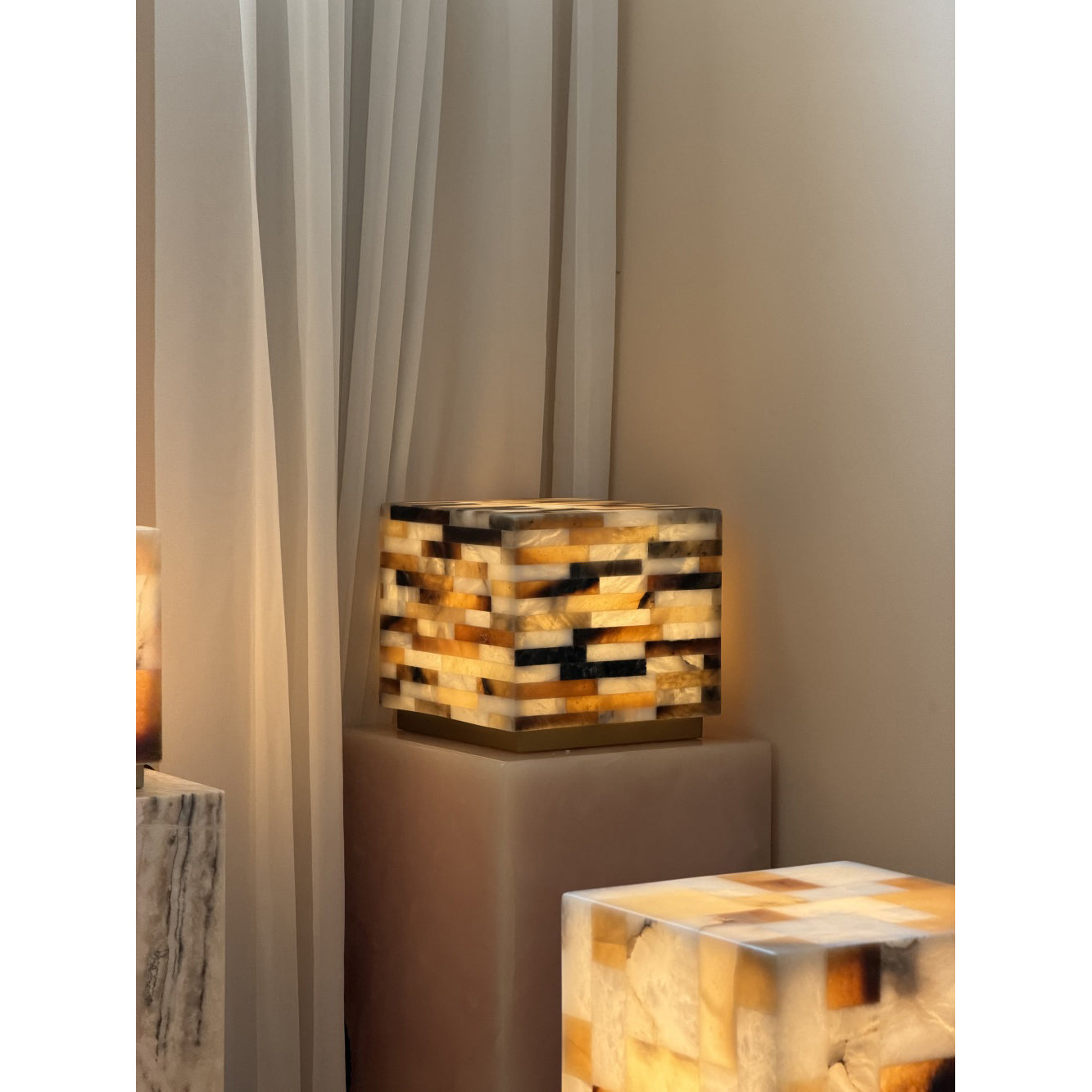 Checkerboard Alabaster Table Lamp
