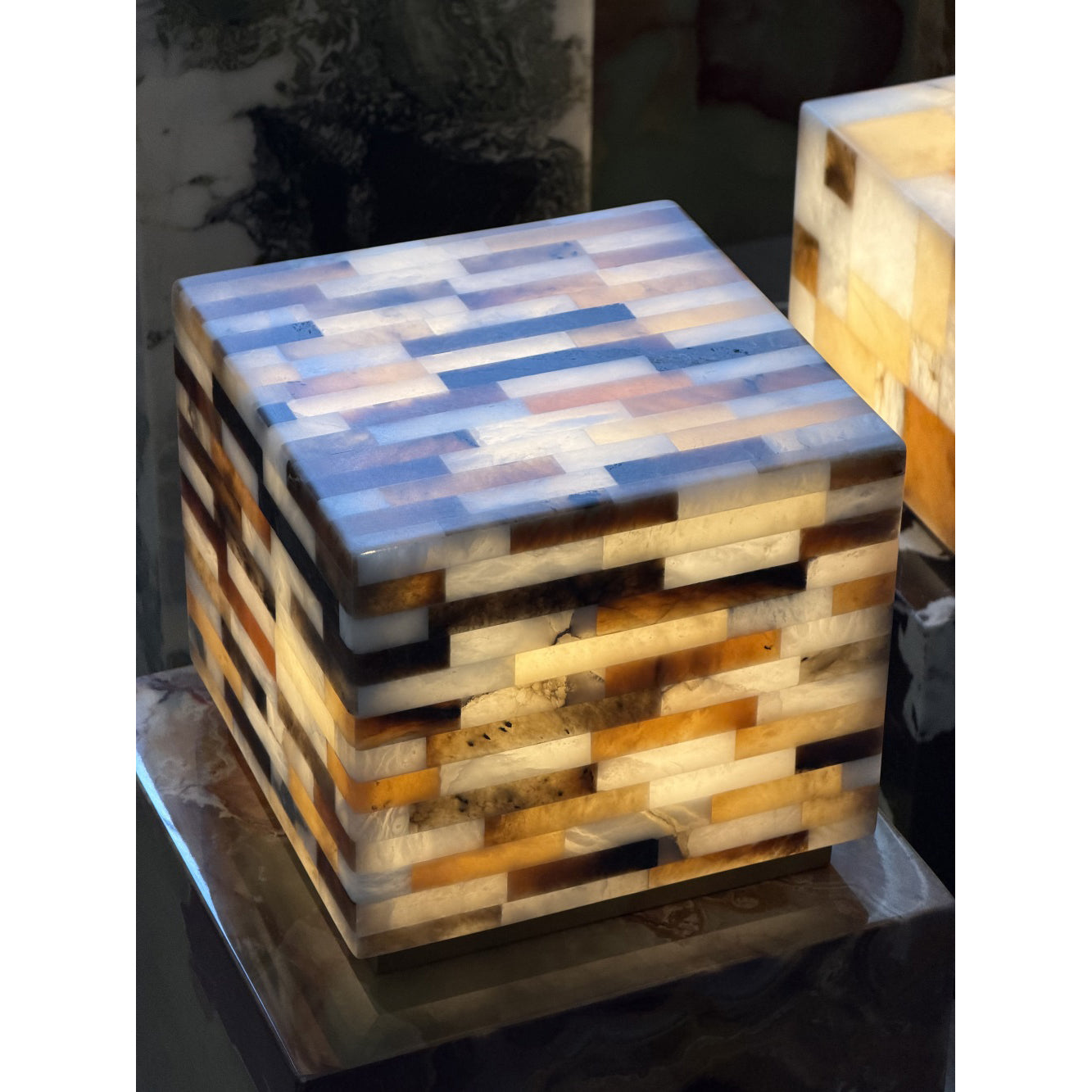 Checkerboard Alabaster Table Lamp