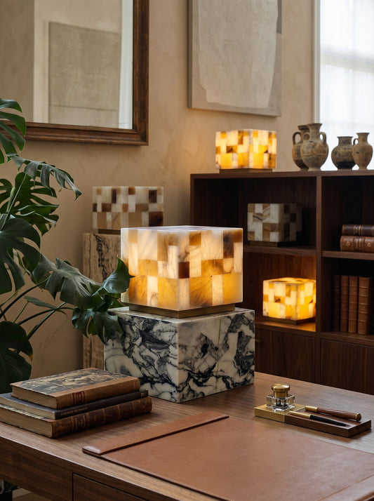 Checkerboard Alabaster Table Lamp