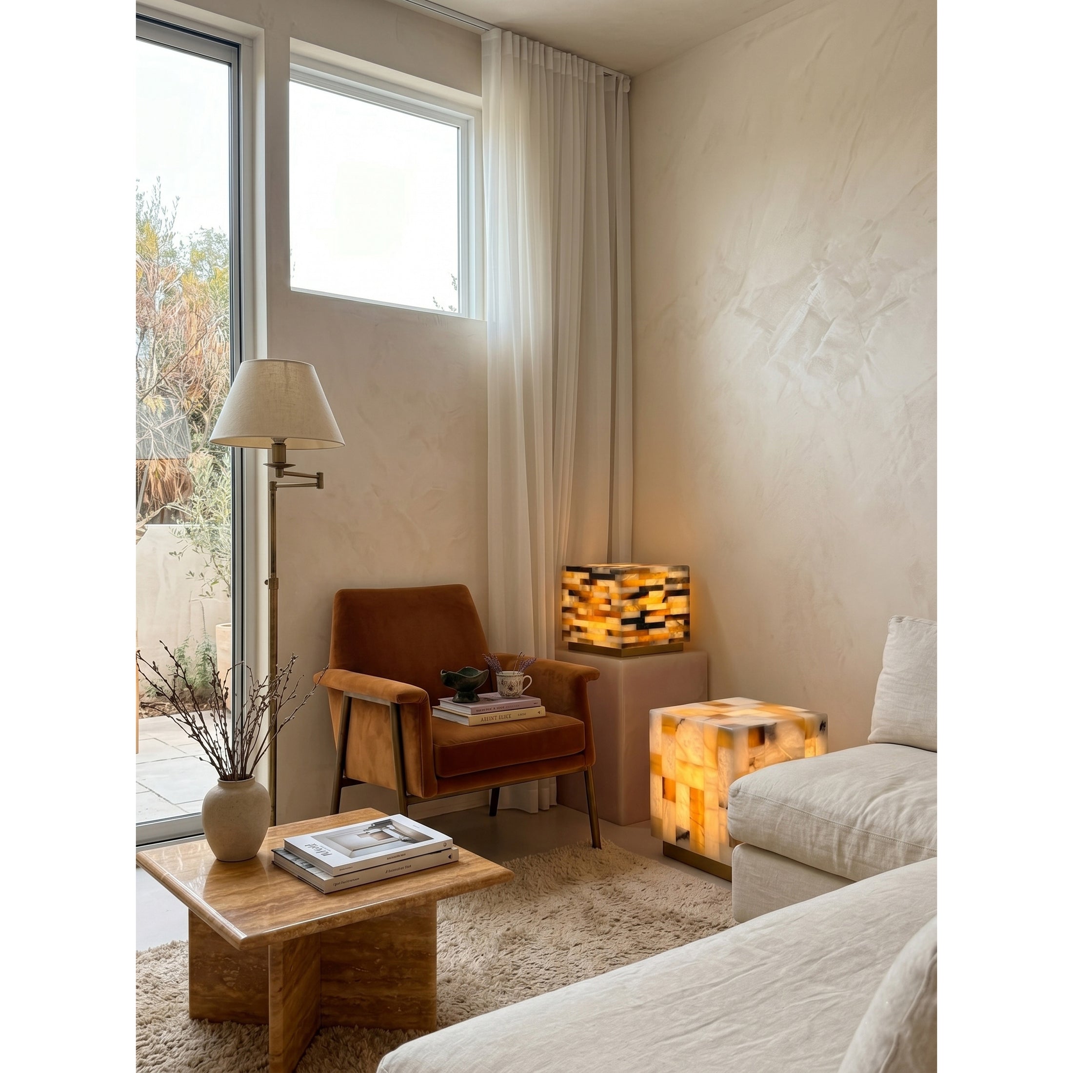 Checkerboard Alabaster Table Lamp
