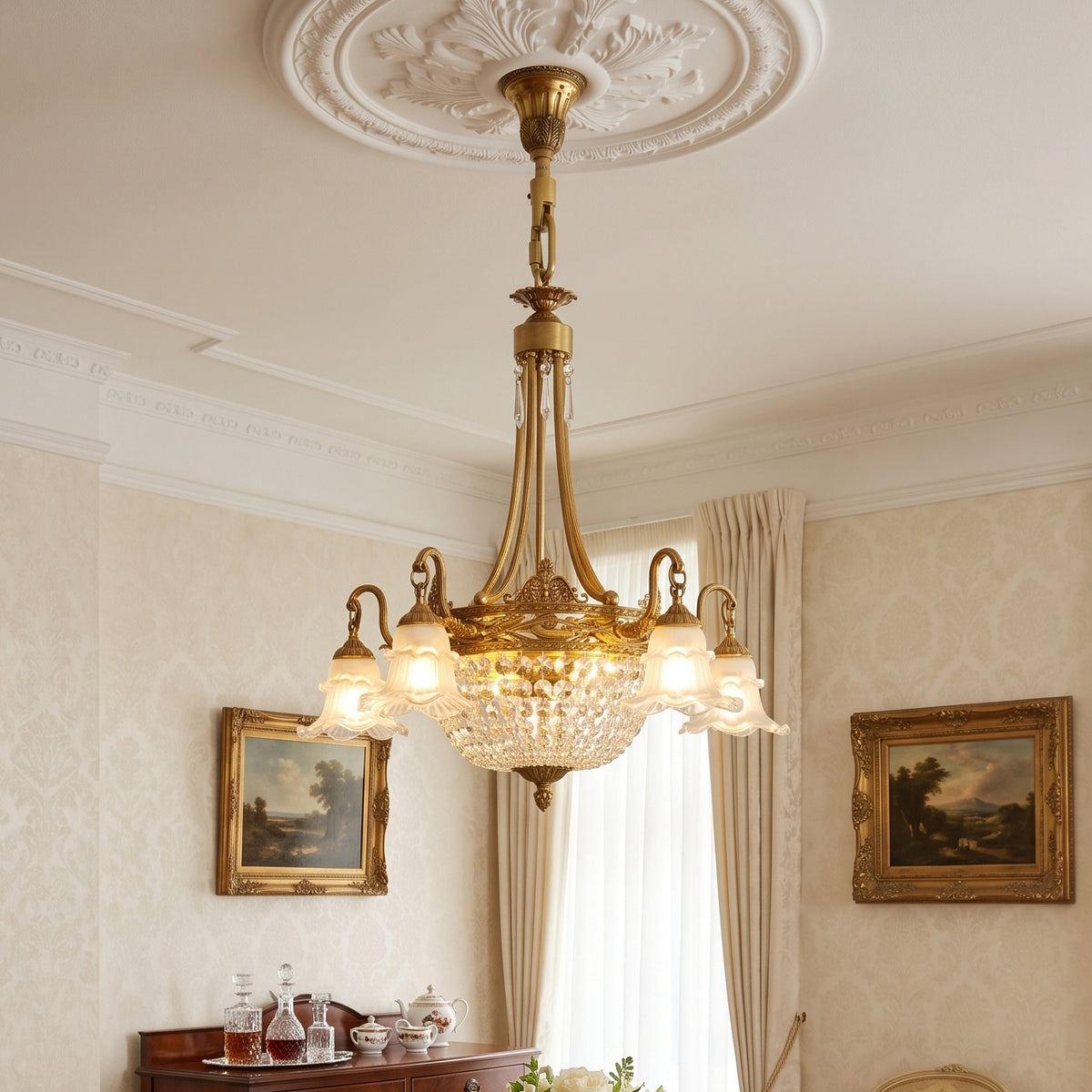 Cliveden Tulip Basket Chandelier