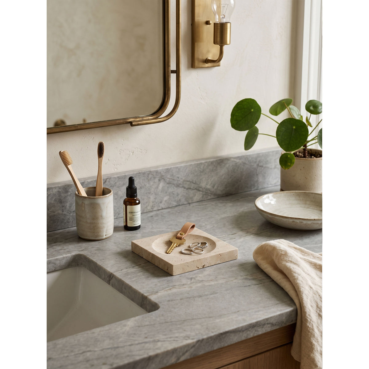 Crater Travertine Tray