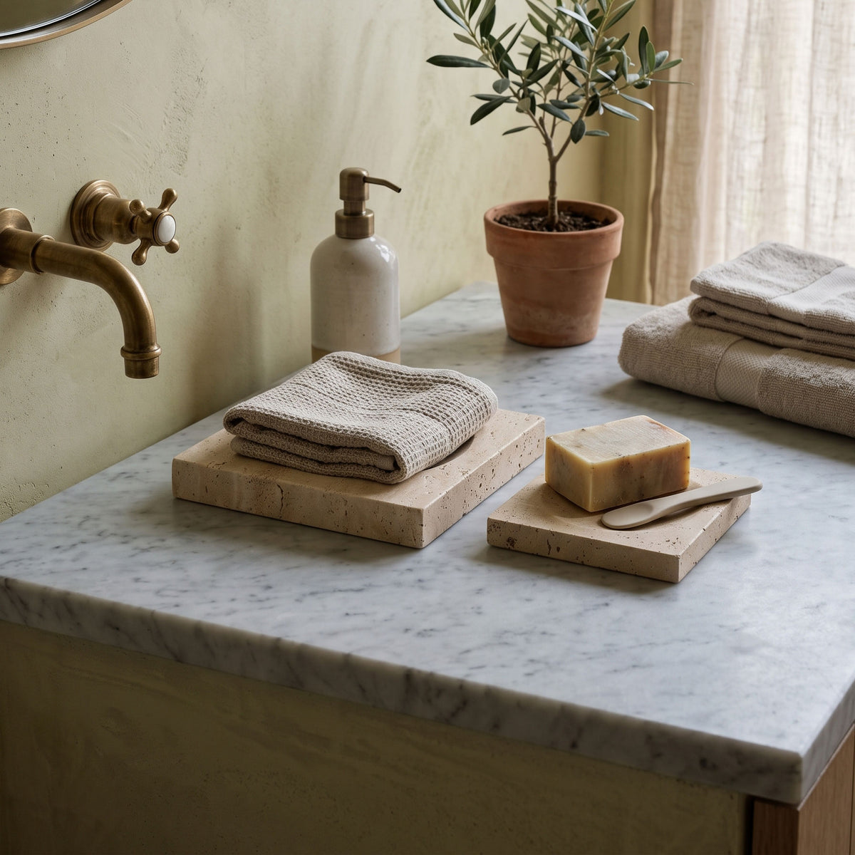 Crater Travertine Tray