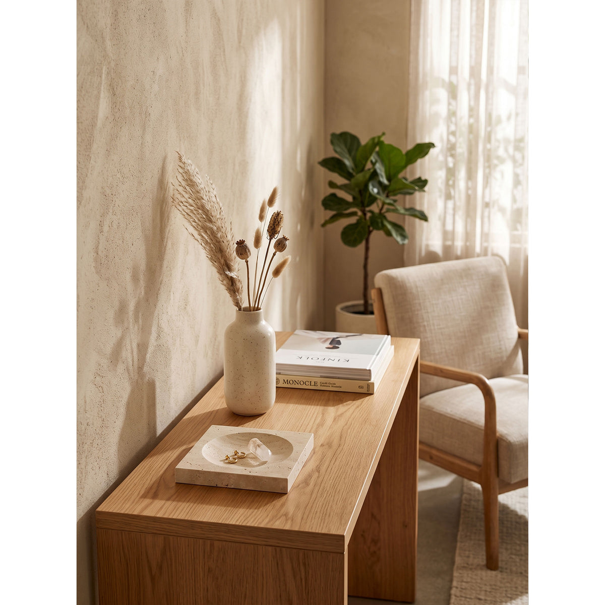Crater Travertine Tray