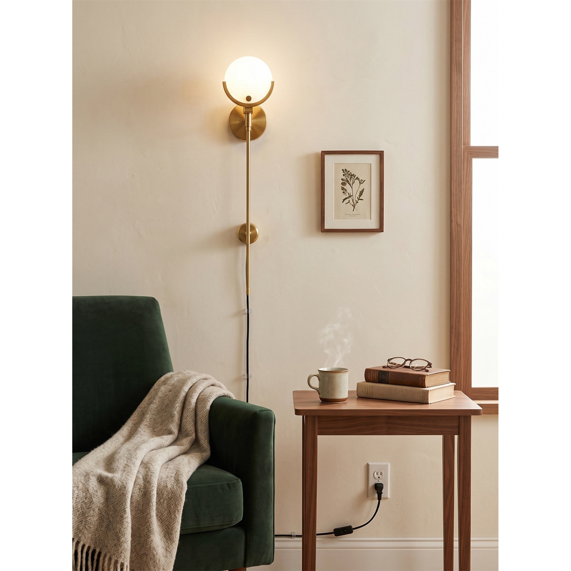 Crescent Cradle Alabaster Plug-in Wall Sconce