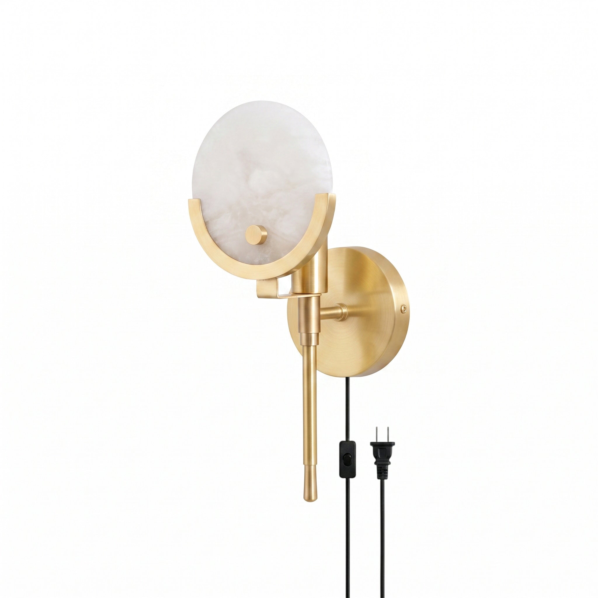 Crescent Cradle Alabaster Plug-in Wall Sconce