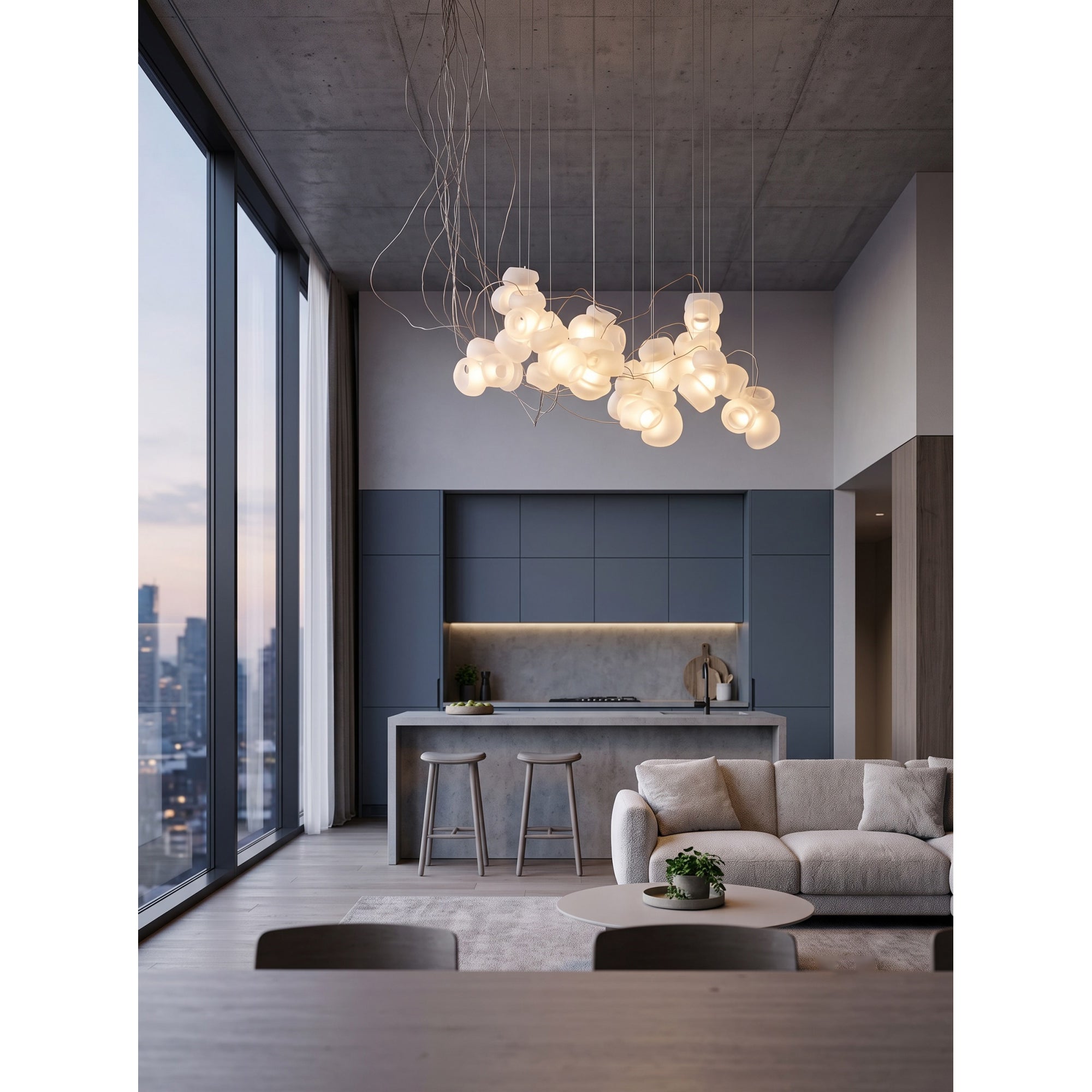 Cumulus Sculptural Glass Cluster Chandelier